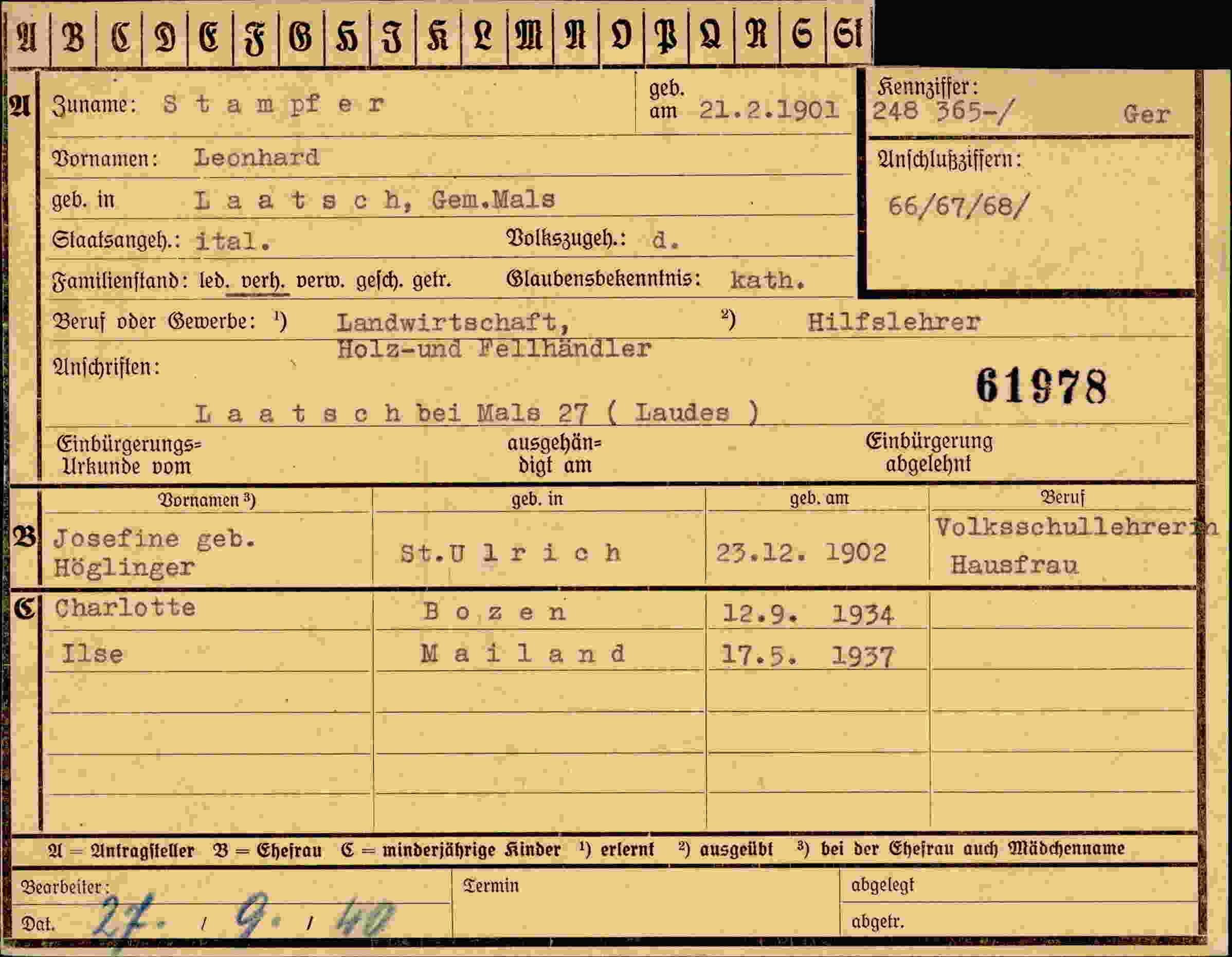 Dokument für Leonhard Stampfer