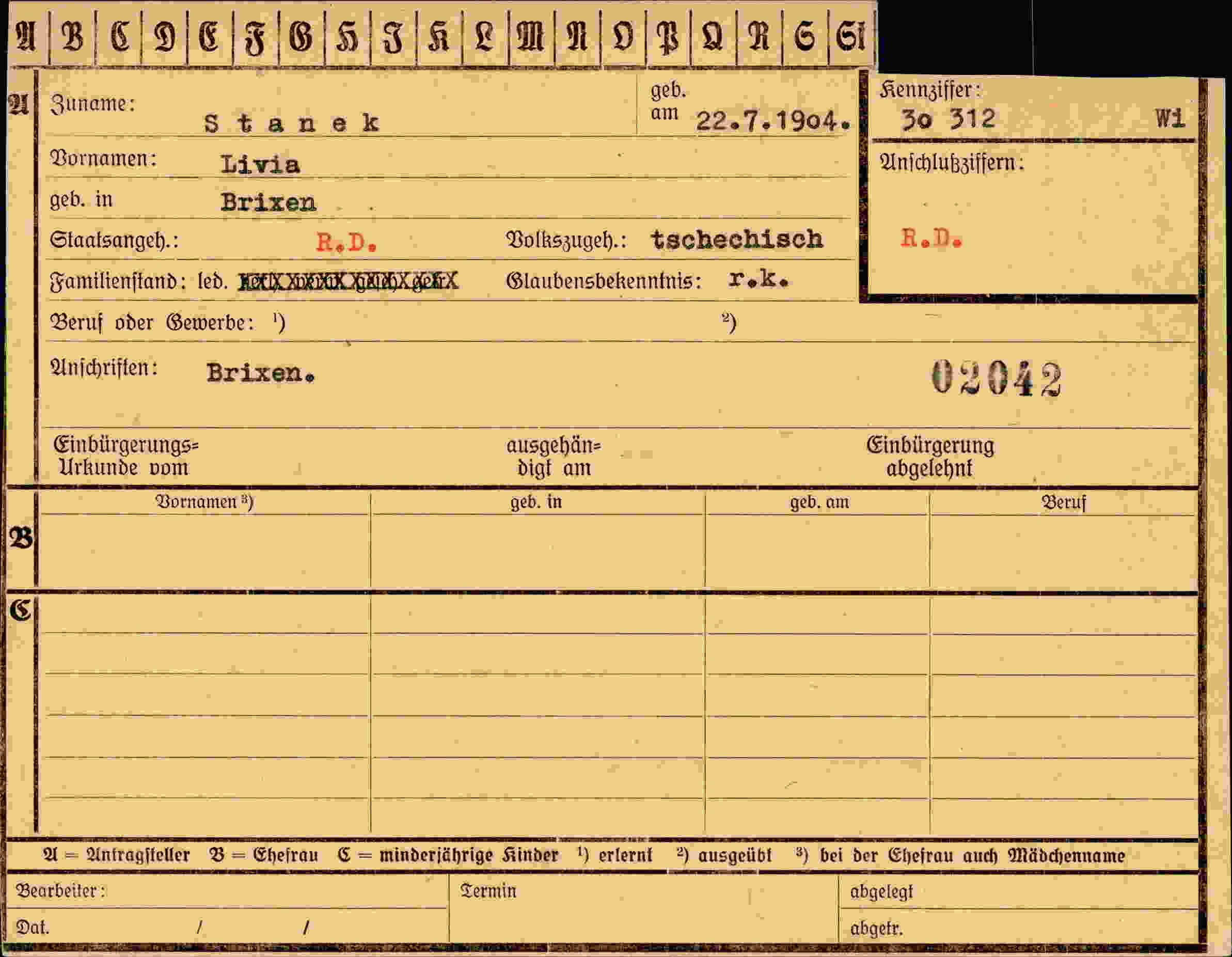 Vorderseite des Dokuments