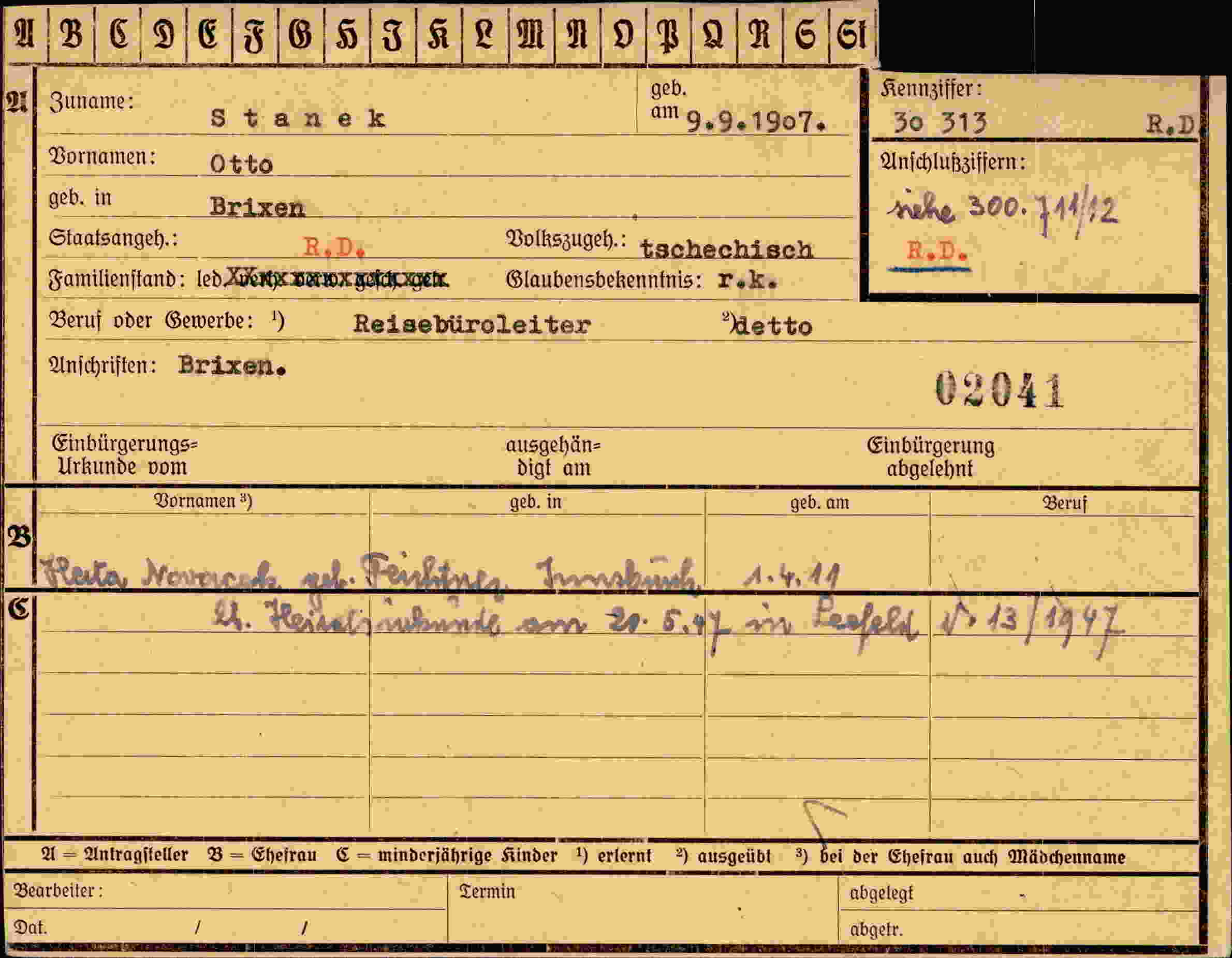 Dokument für Otto Stanek