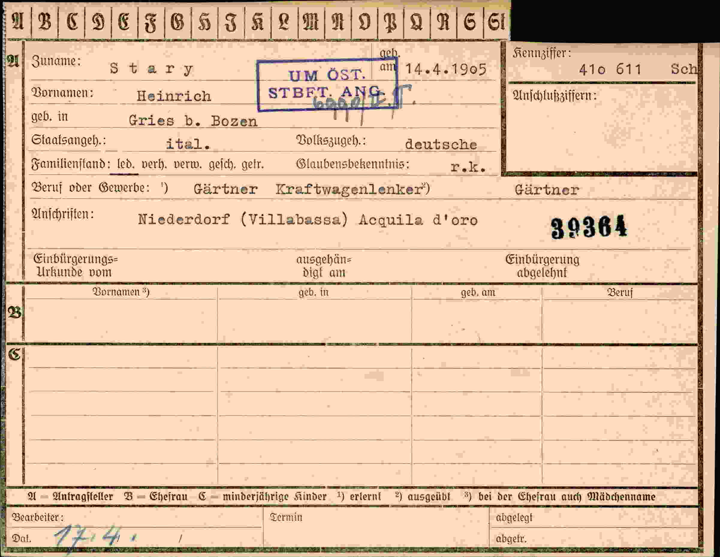 Vorderseite des Dokuments