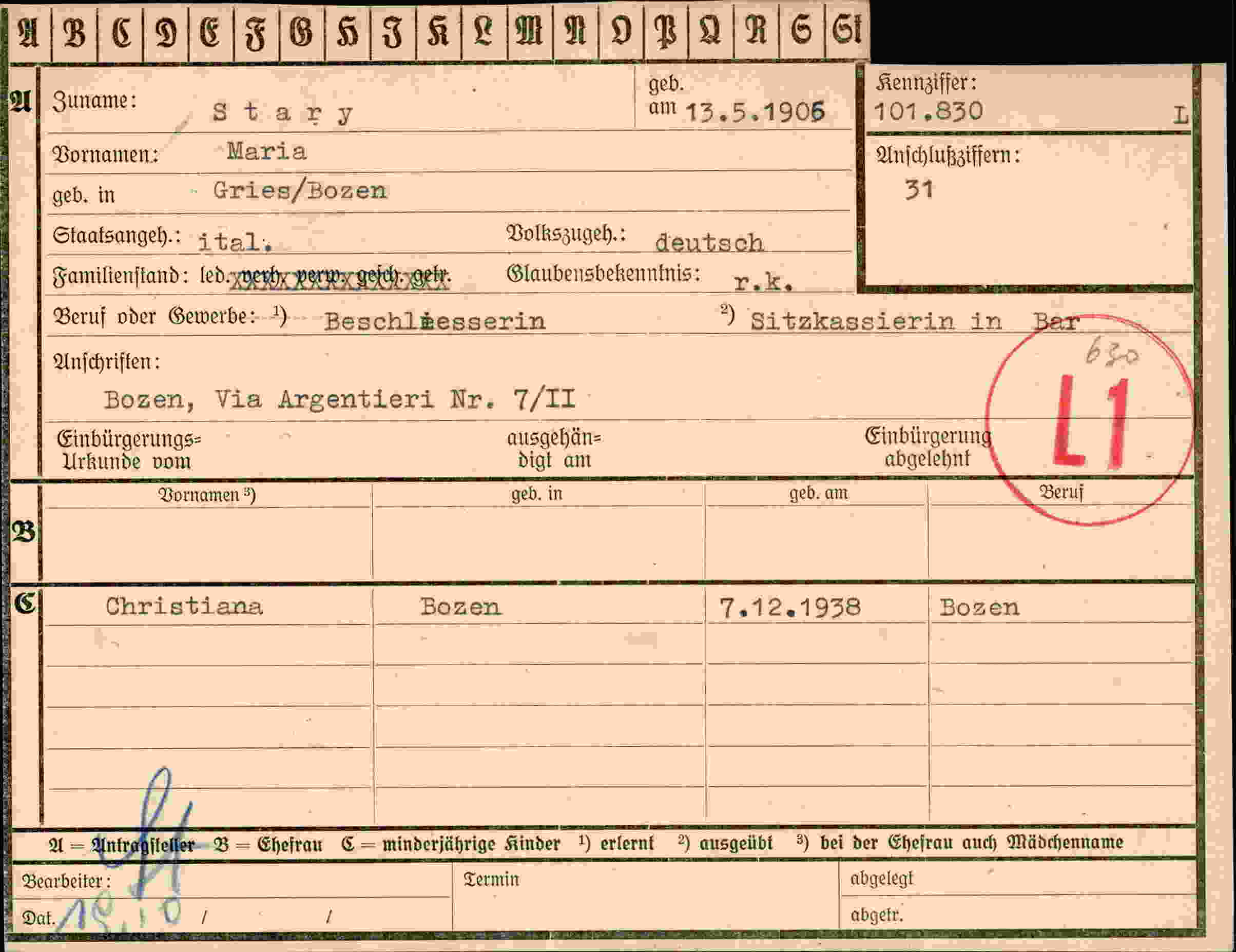 Vorderseite des Dokuments