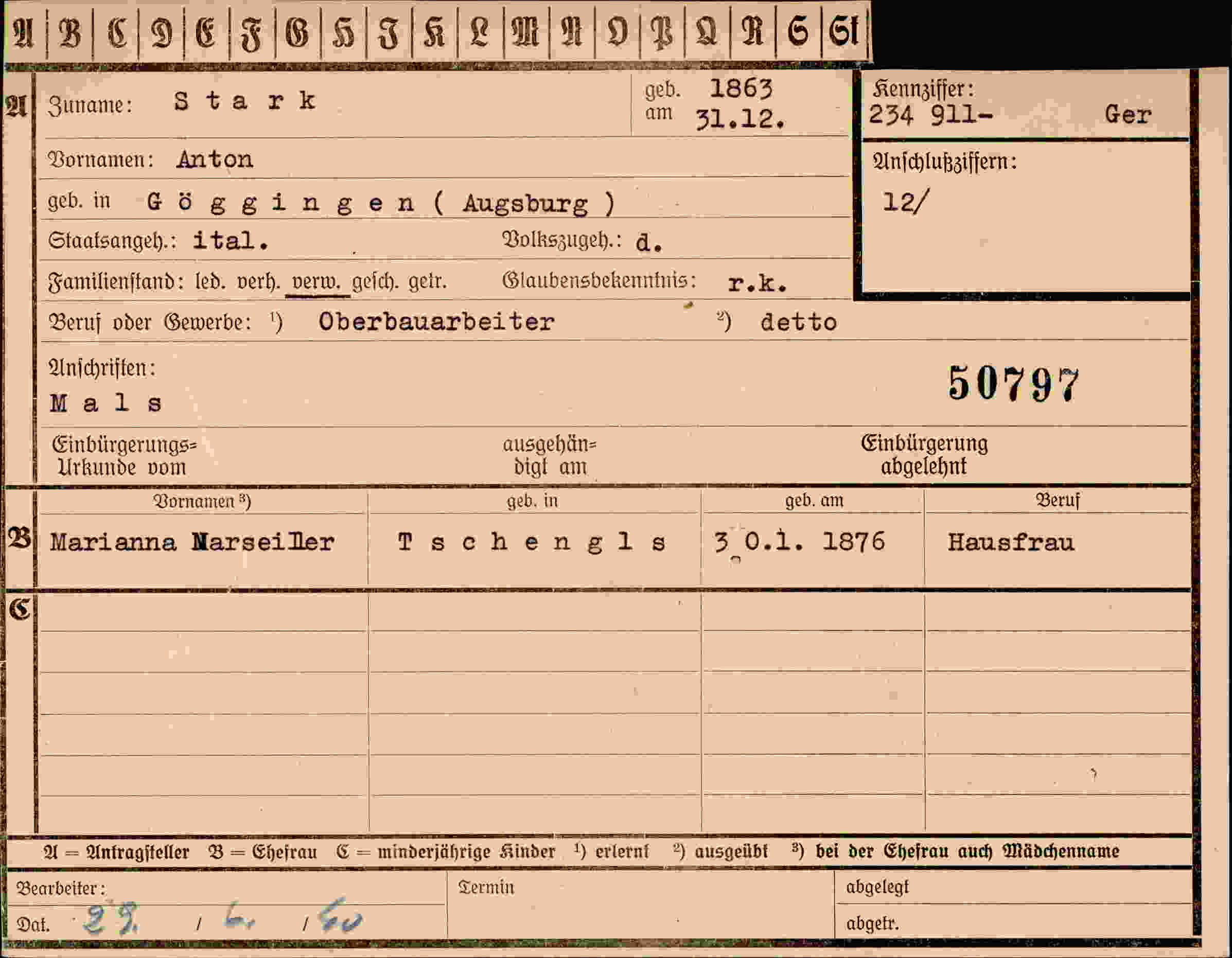 Dokument für Anton Stark