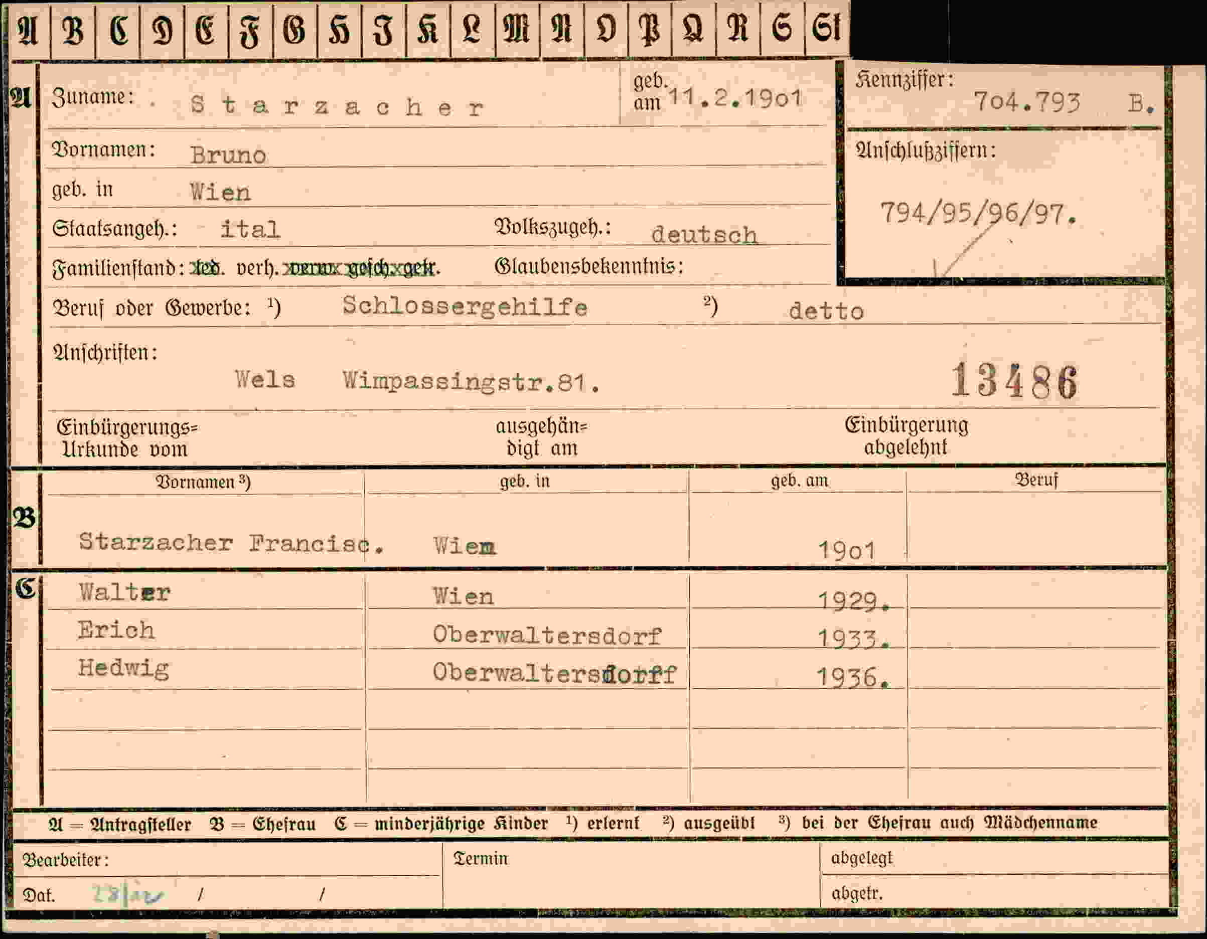 Vorderseite des Dokuments