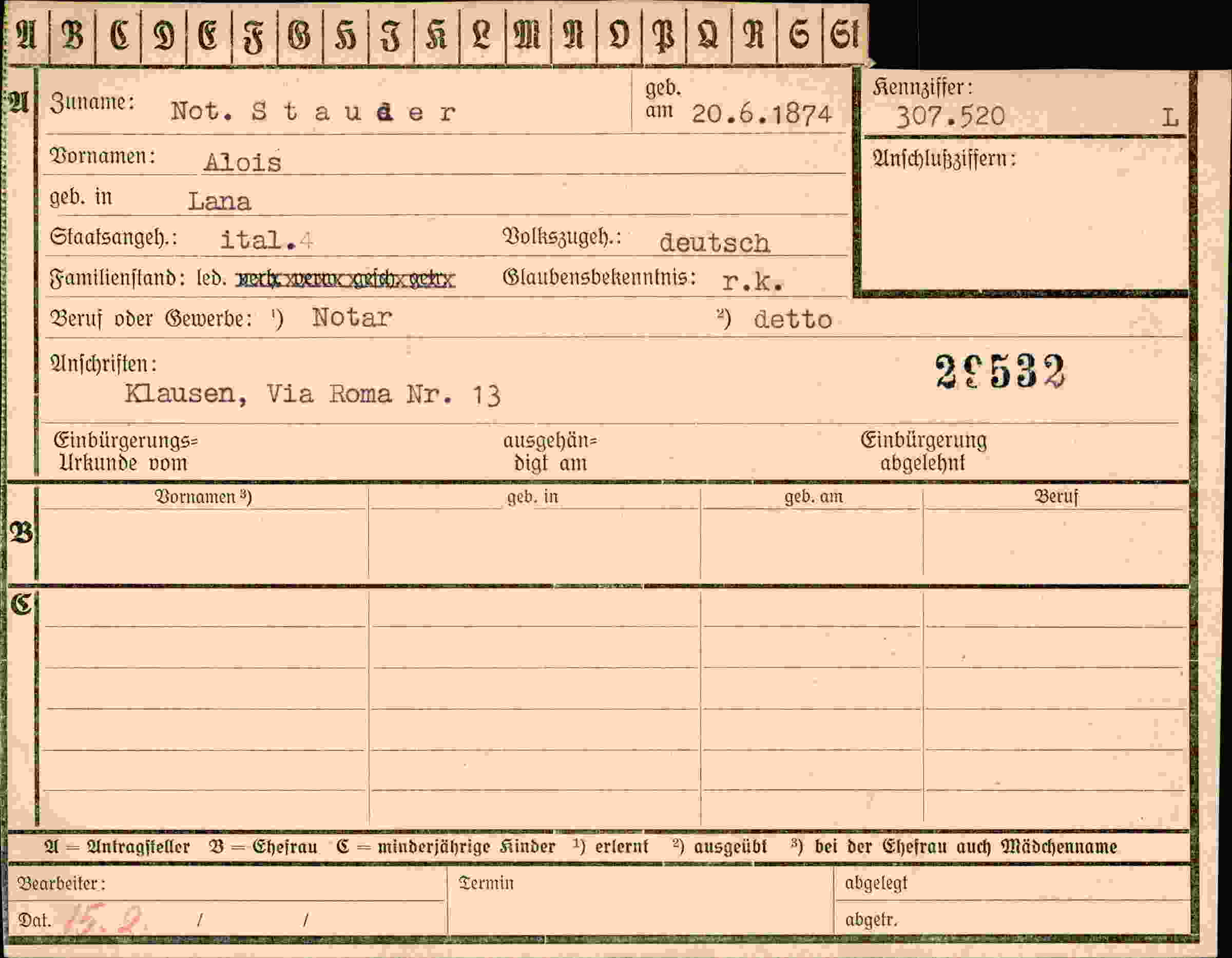 Dokument für Alois Stauder