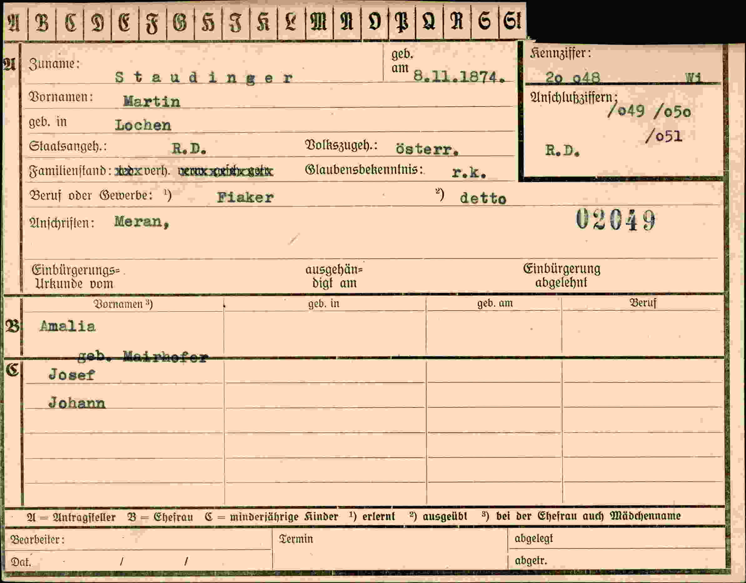 Dokument für Martin Staudinger