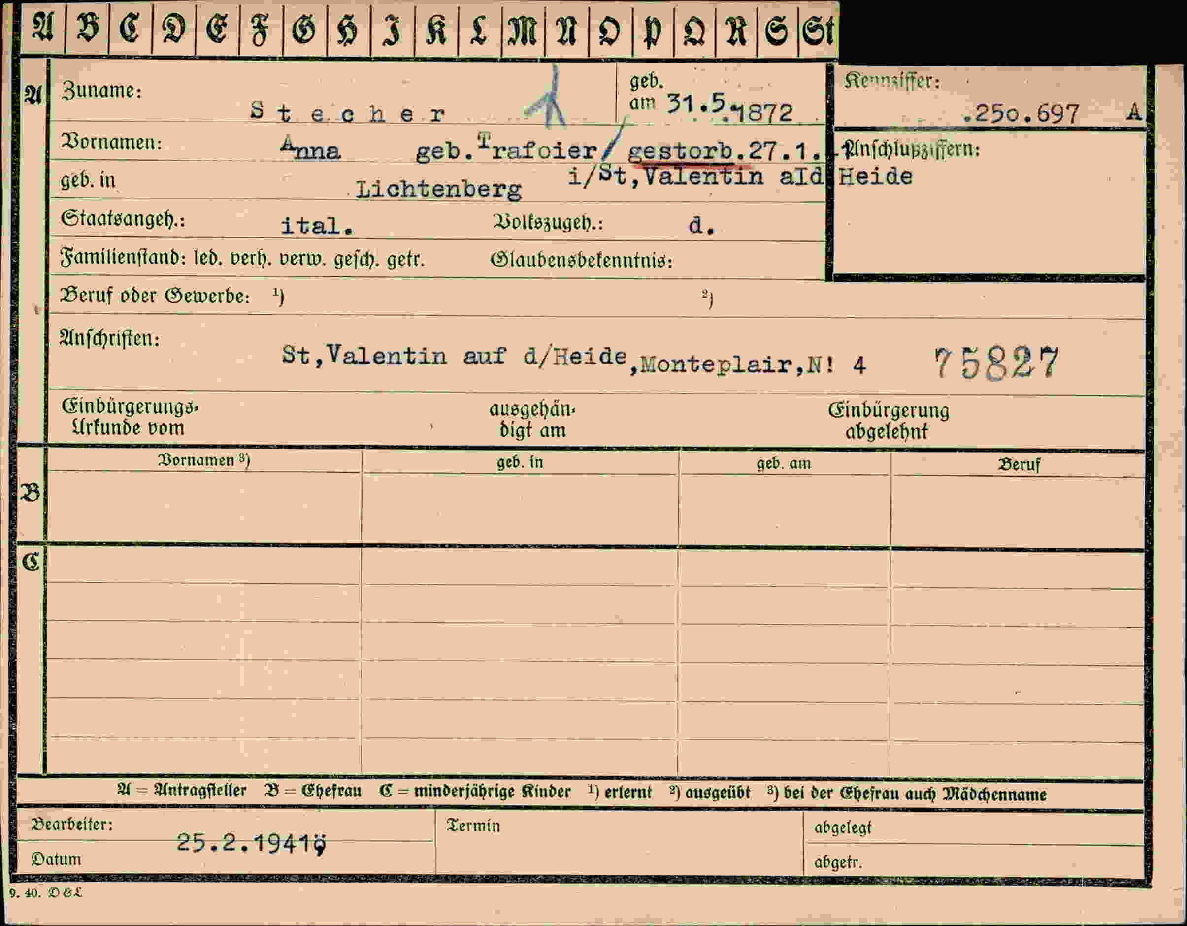 Vorderseite des Dokuments