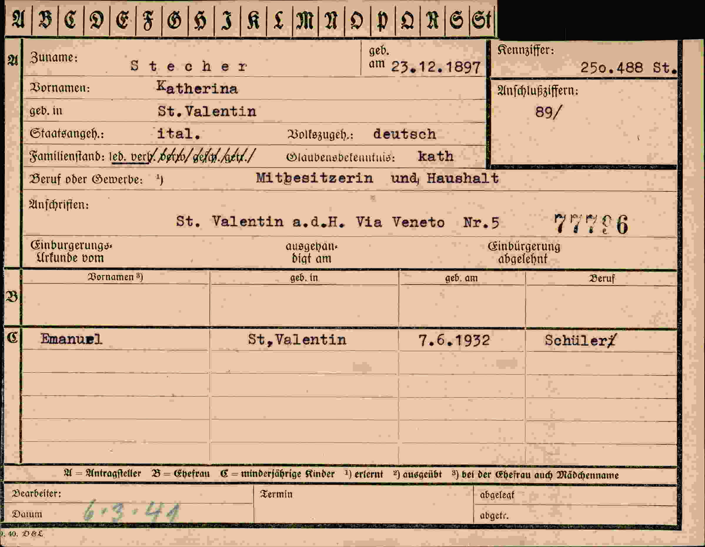 Dokument für Katherina Stecher