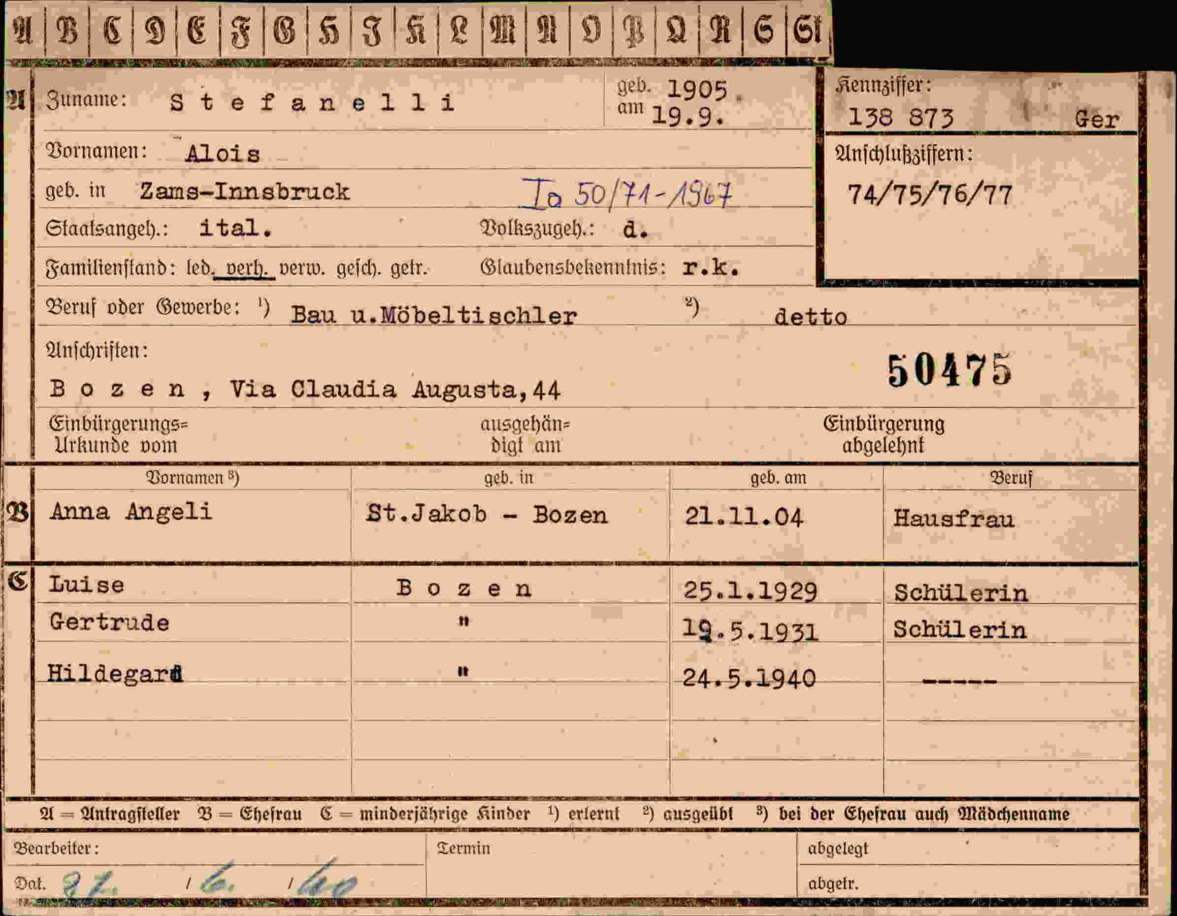 Vorderseite des Dokuments
