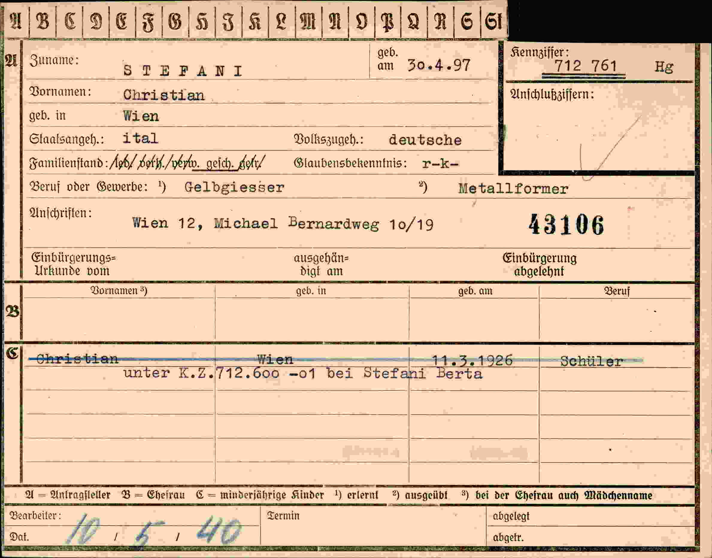 Dokument für Christian Stefani