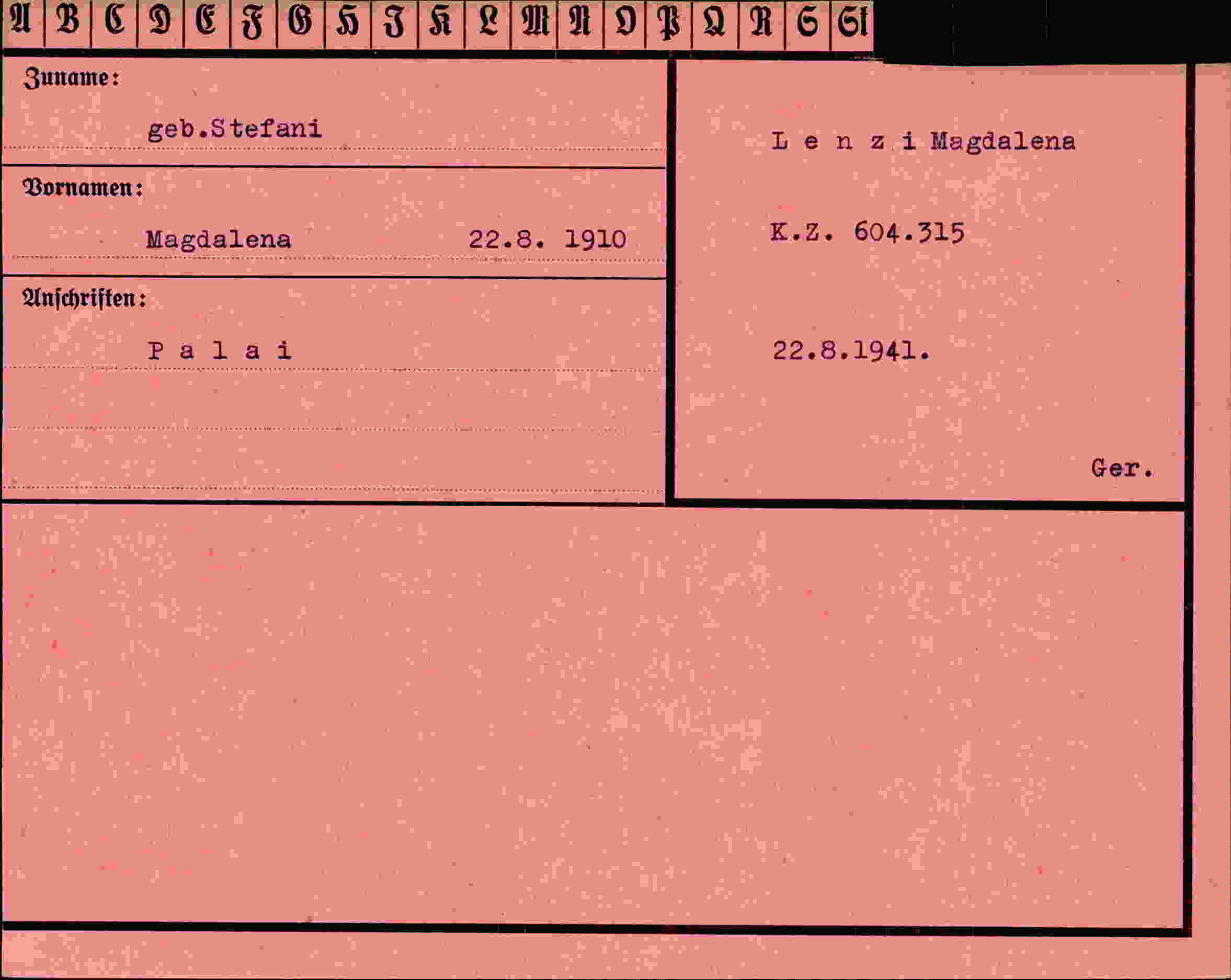 Vorderseite des Dokuments
