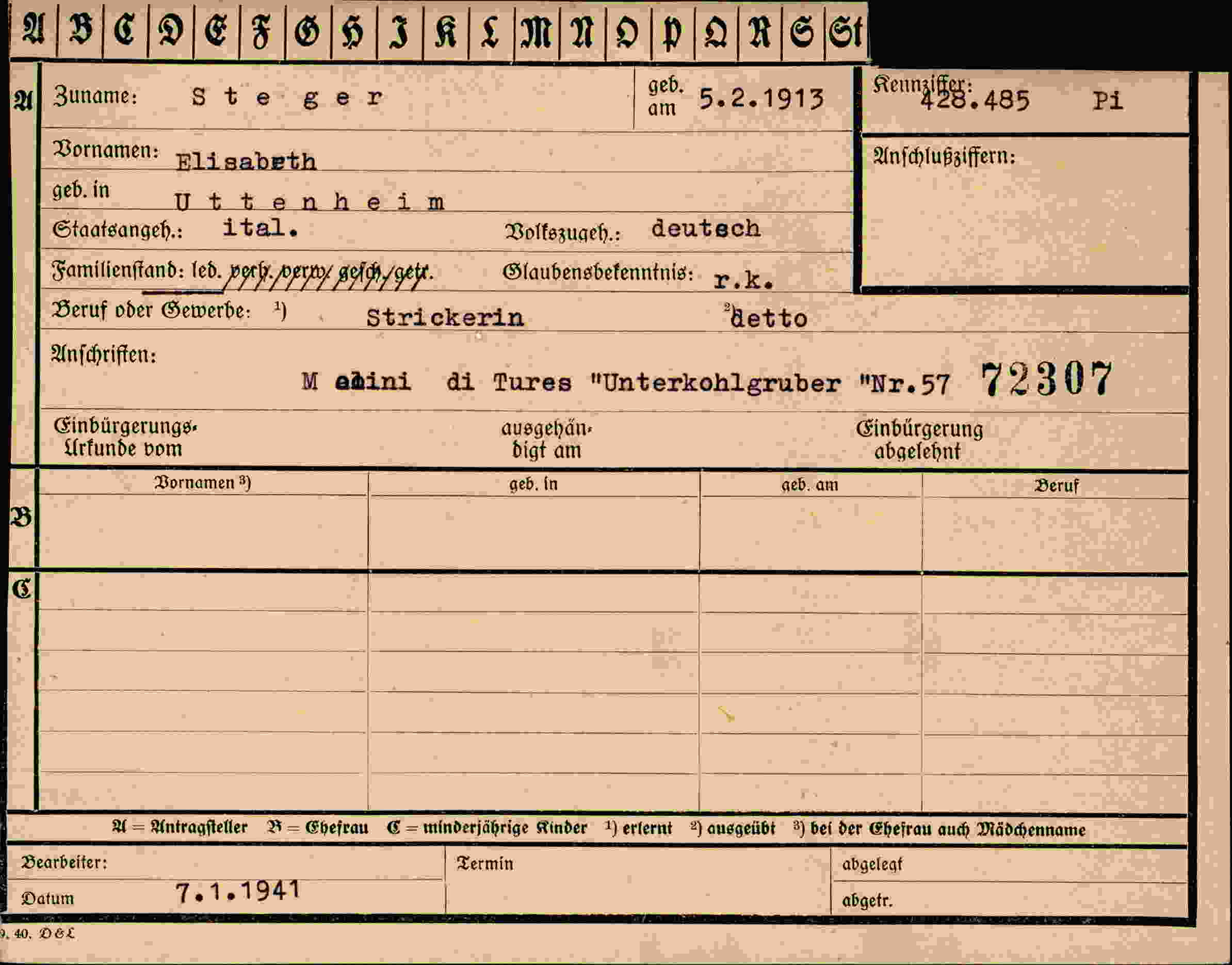 Vorderseite des Dokuments
