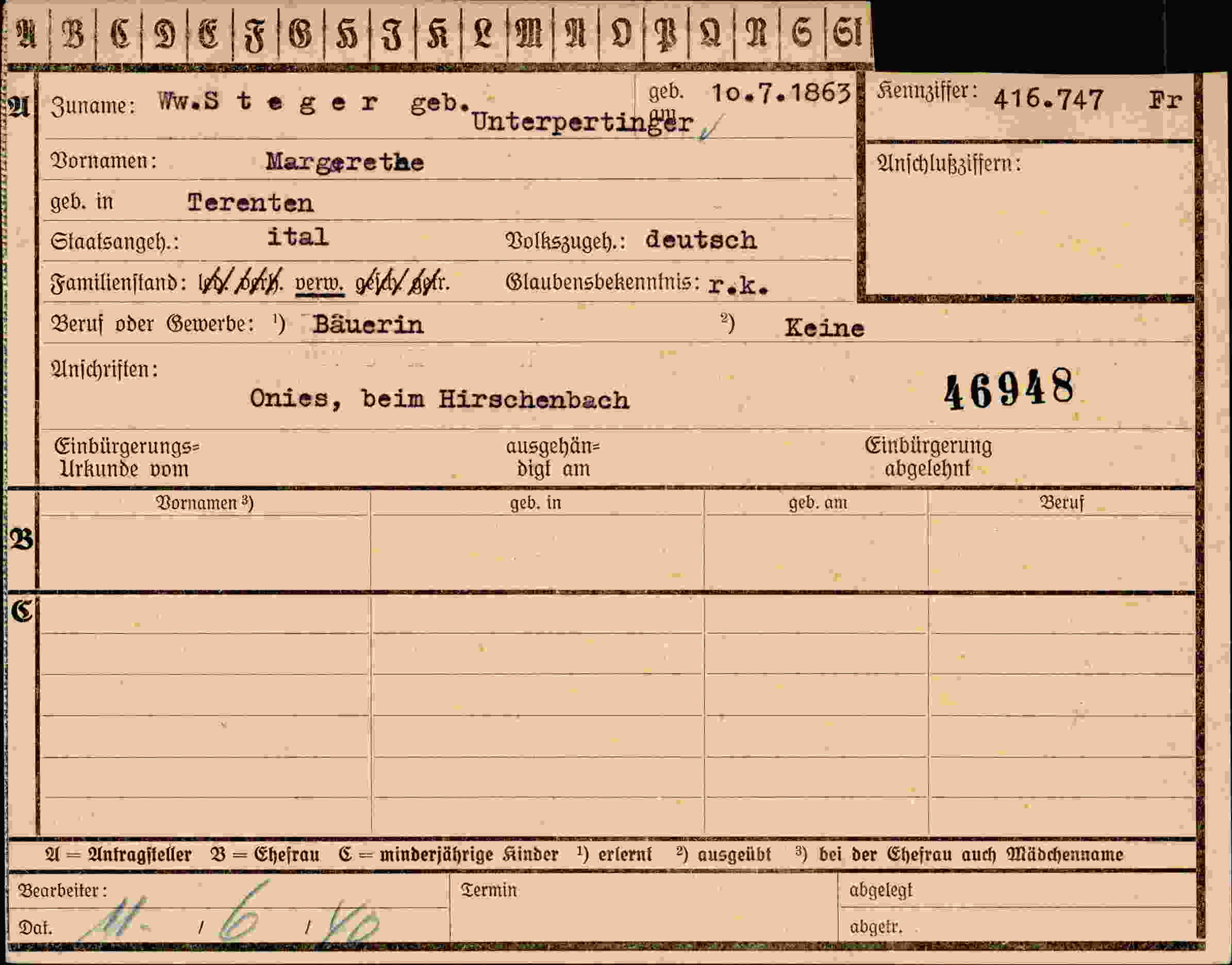 Vorderseite des Dokuments
