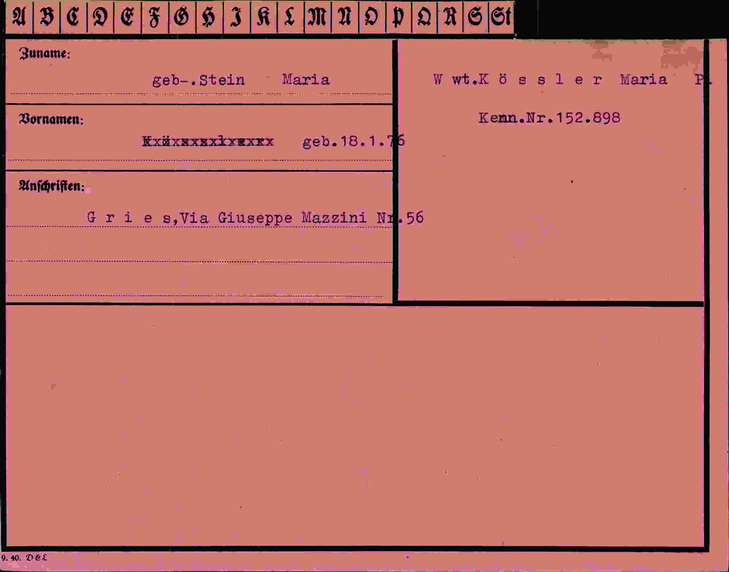 Vorderseite des Dokuments