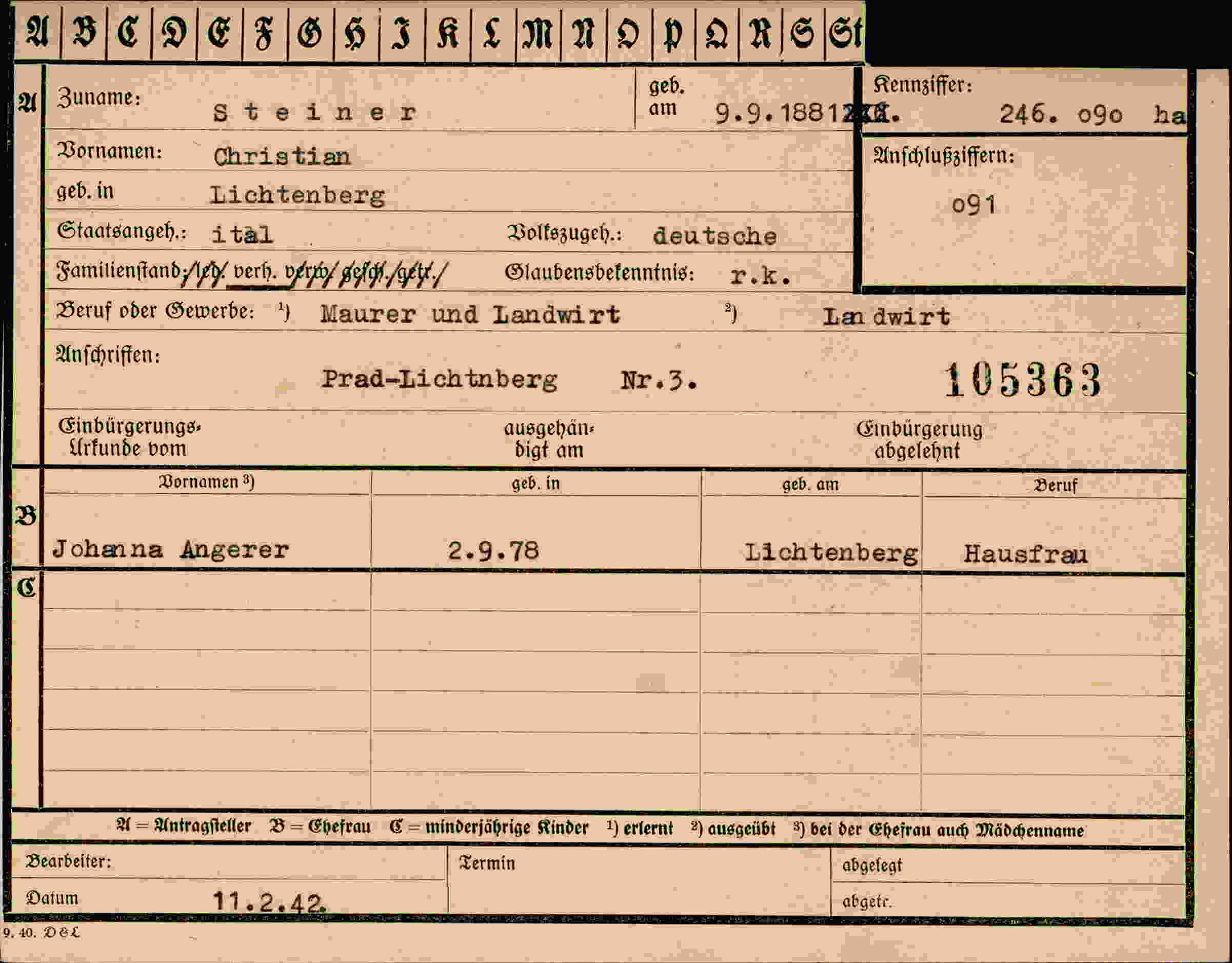 Vorderseite des Dokuments