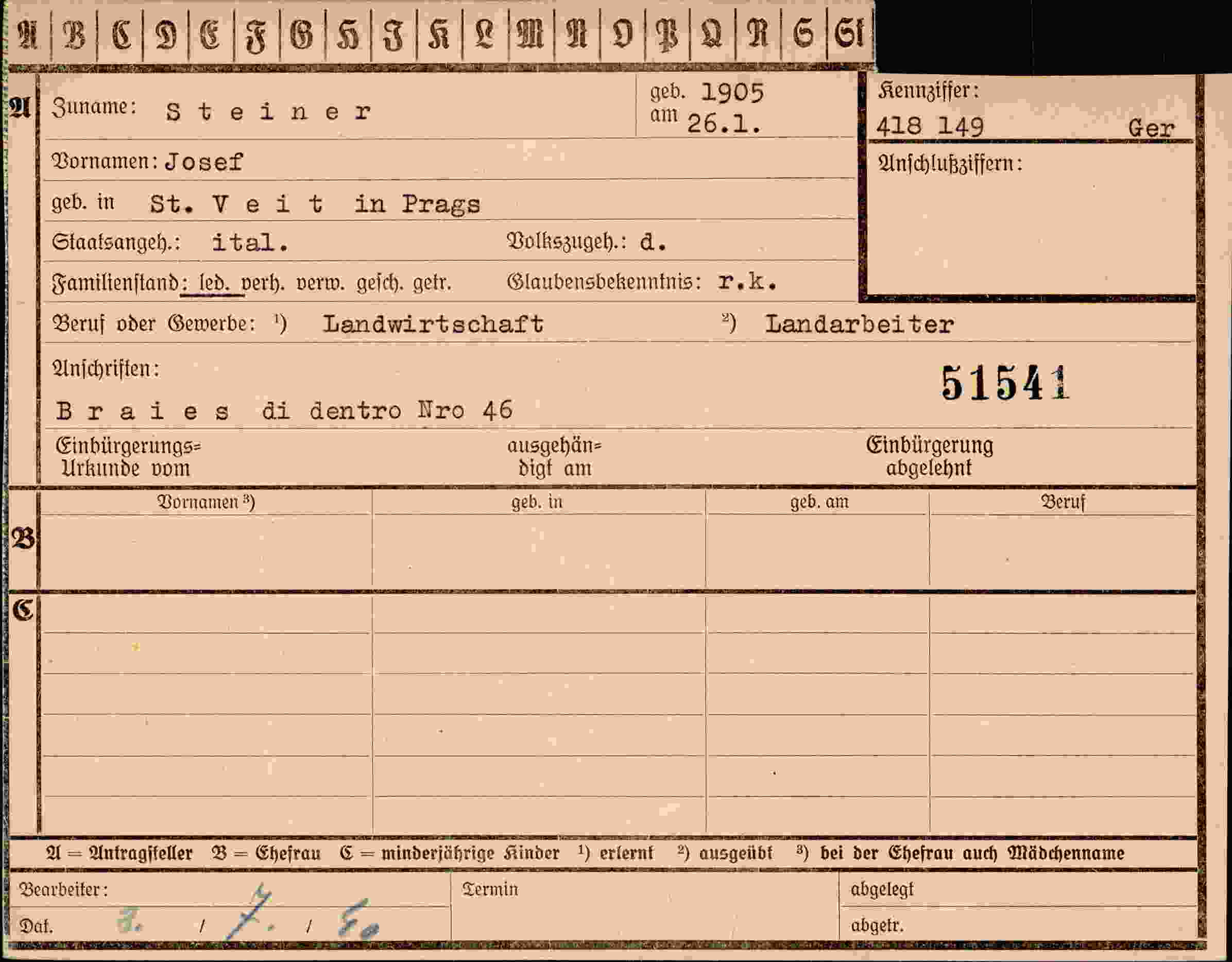 Vorderseite des Dokuments