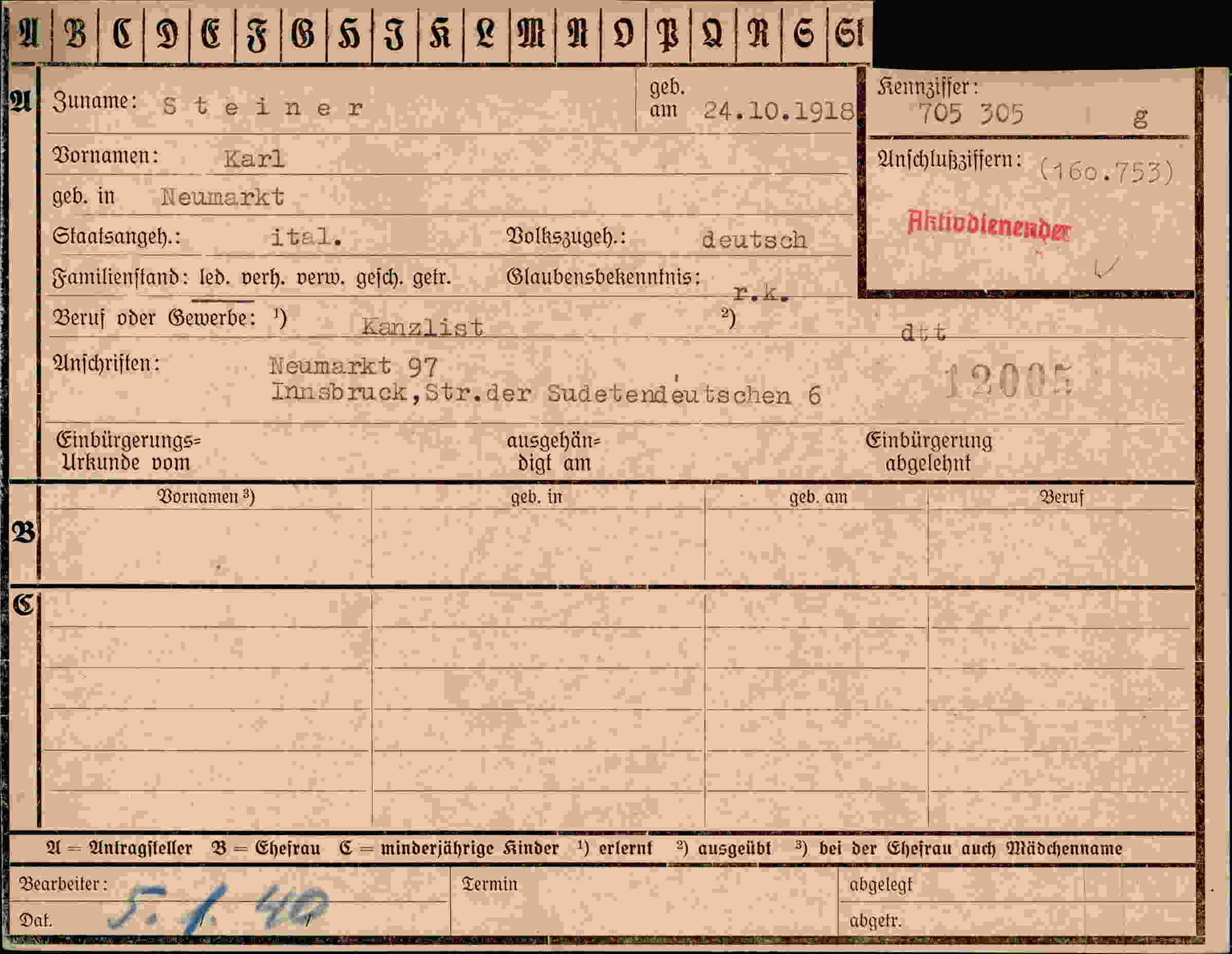 Dokument für Karl Steiner