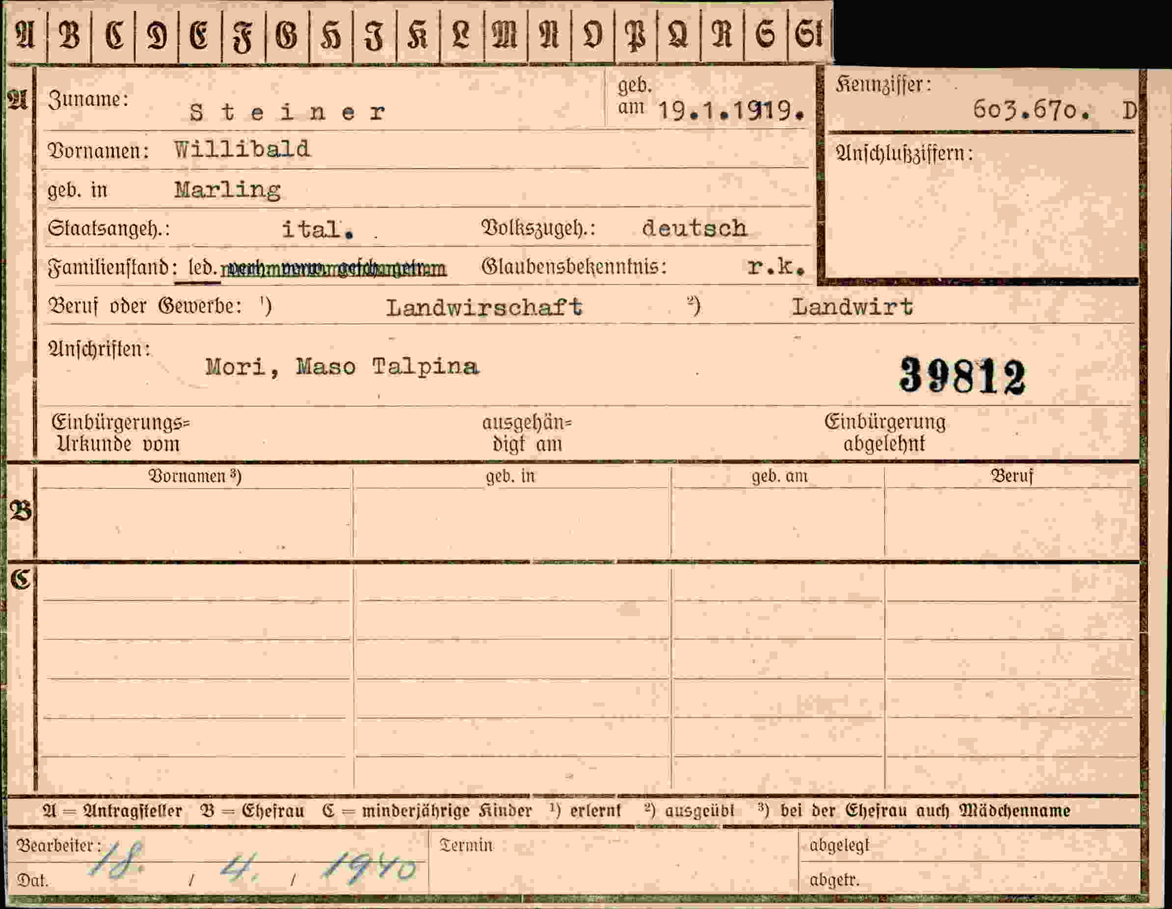 Vorderseite des Dokuments