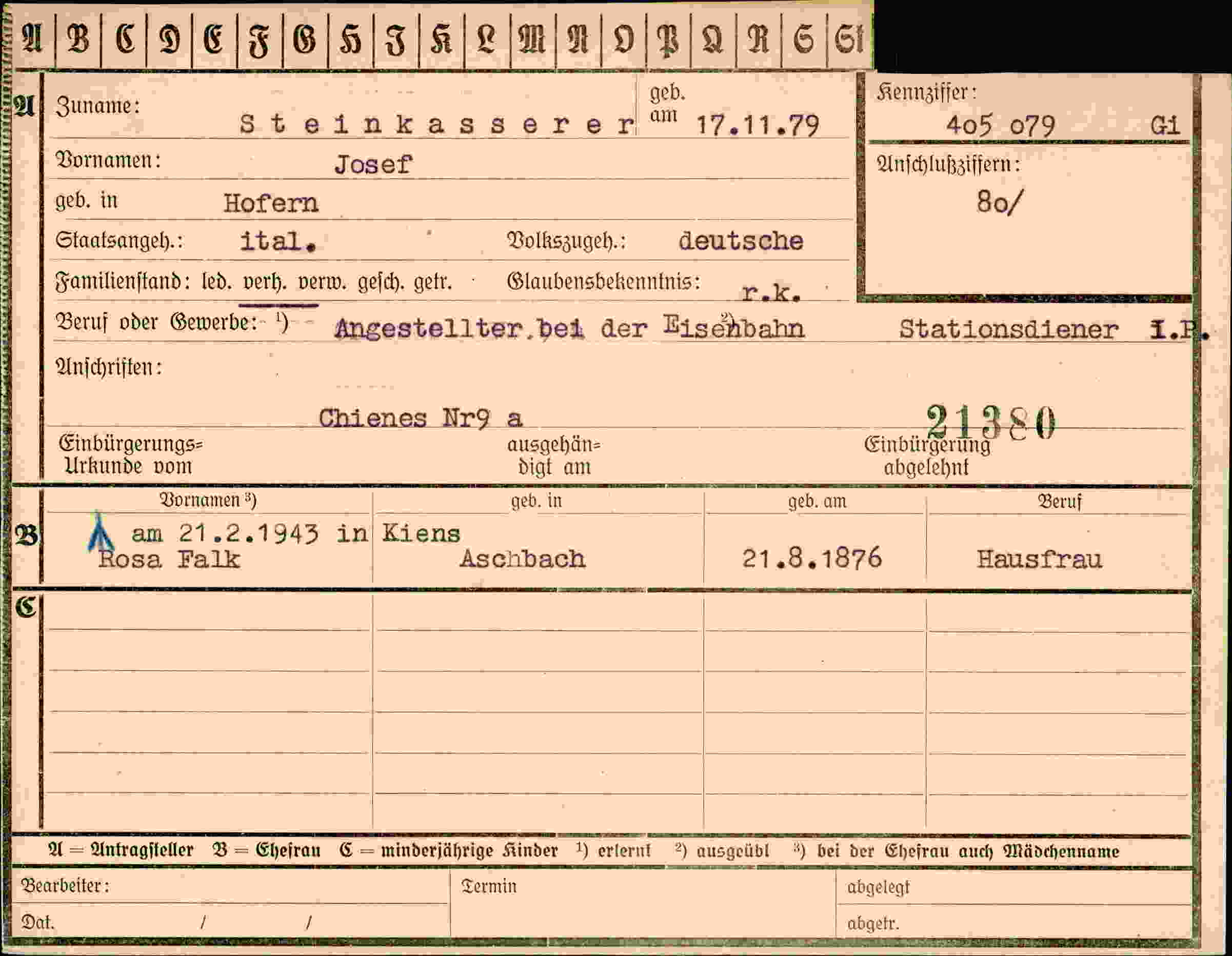 Vorderseite des Dokuments
