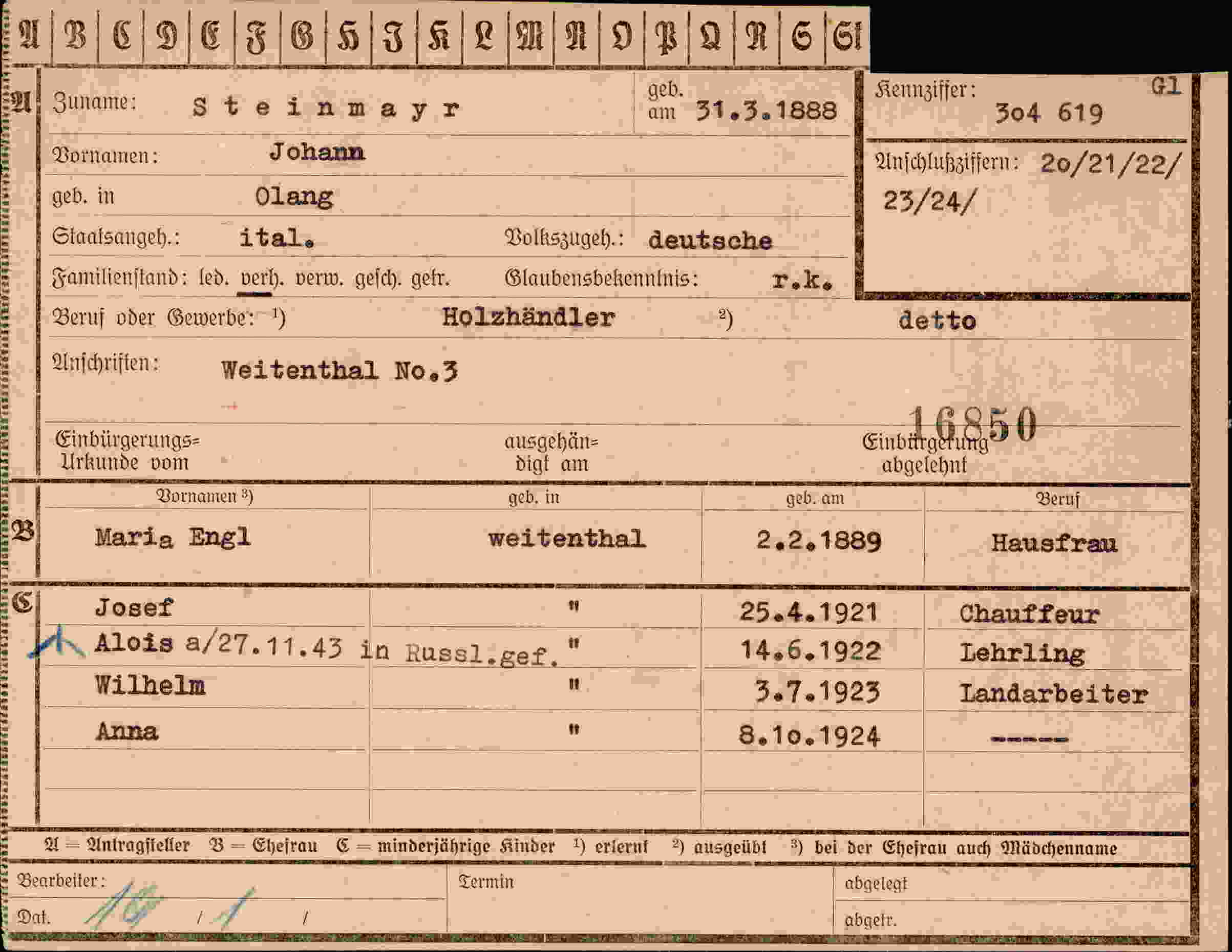 Vorderseite des Dokuments