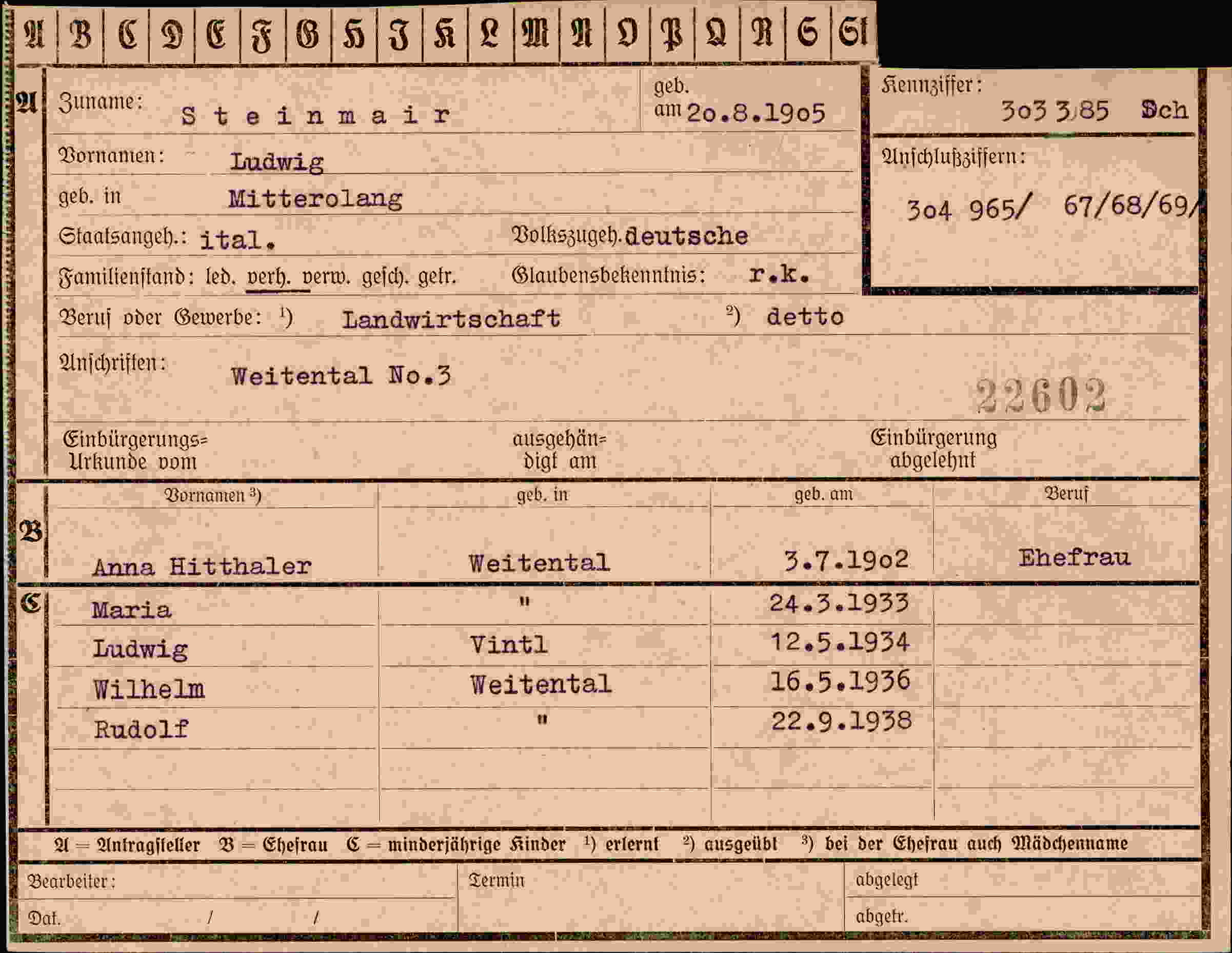 Vorderseite des Dokuments