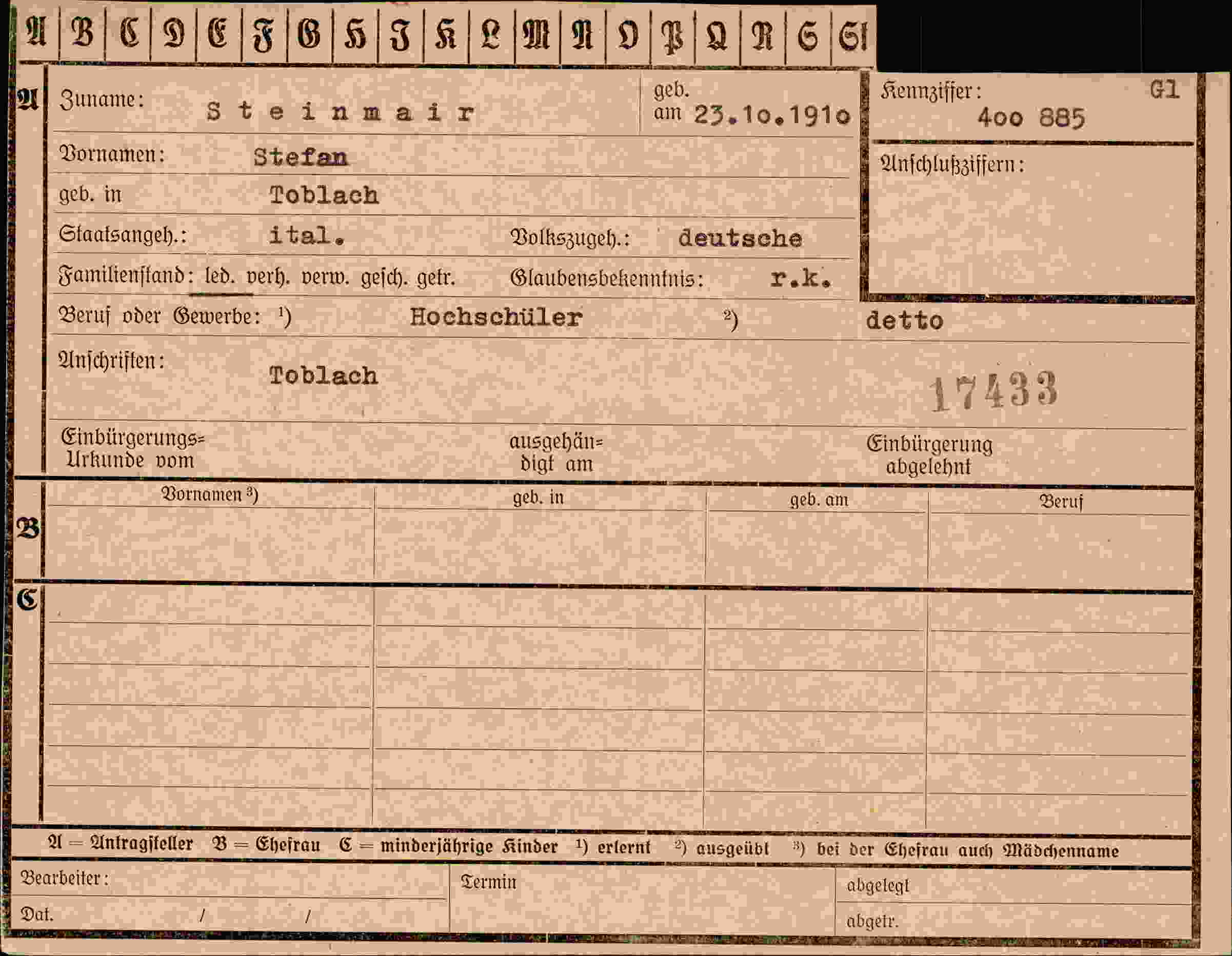 Dokument für Stefan Steinmair