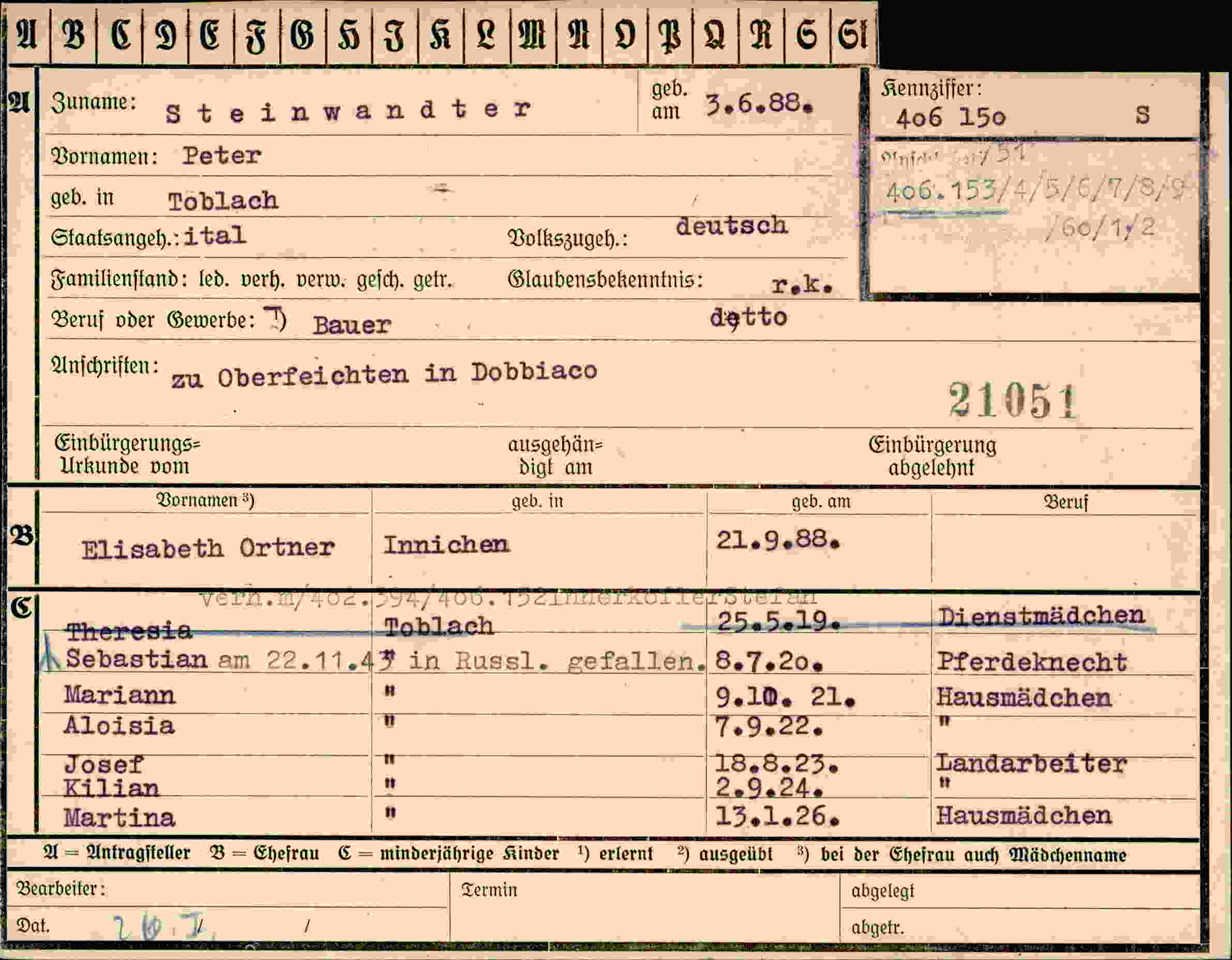 Vorderseite des Dokuments