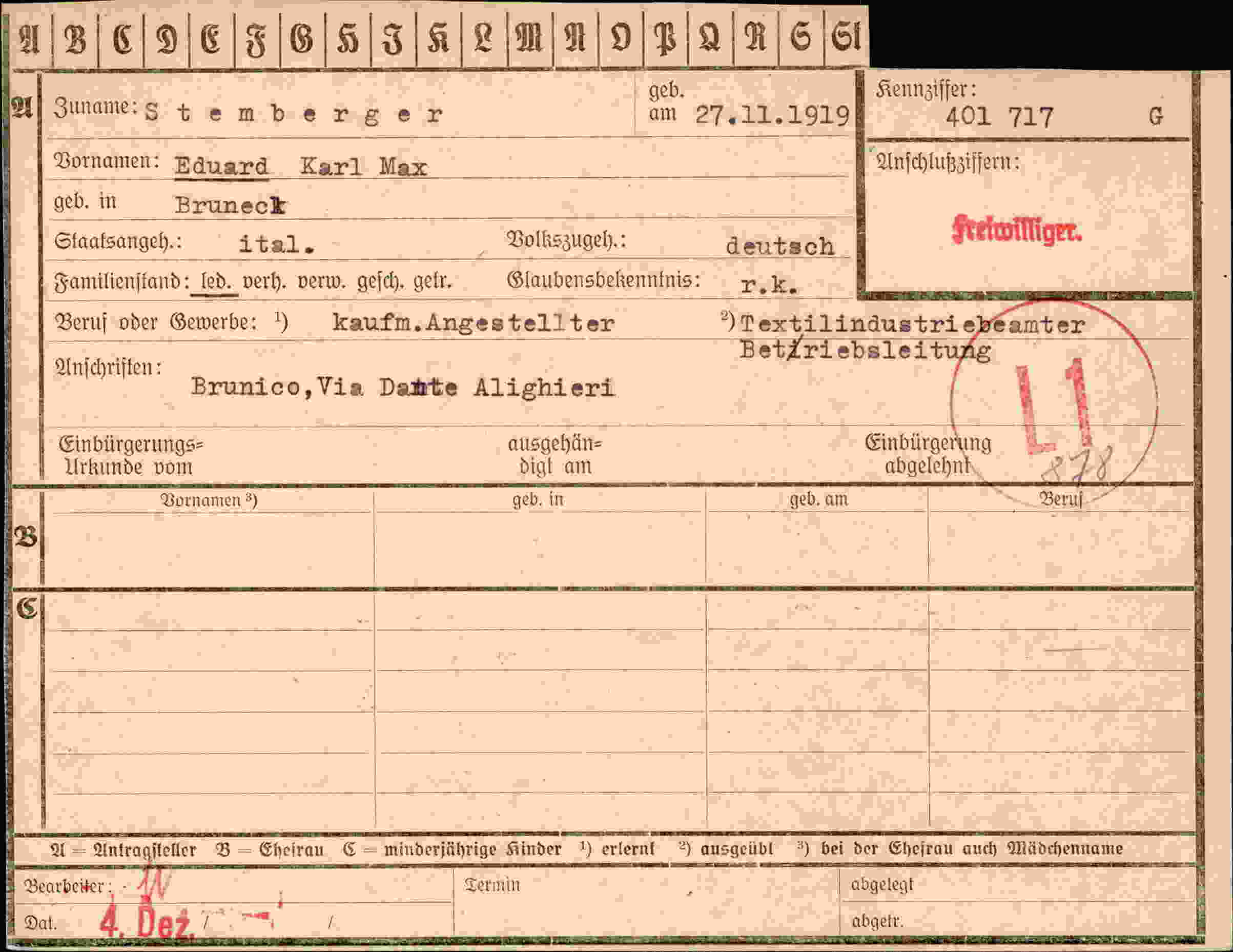 Dokument für Eduard Karl Max Stemberger