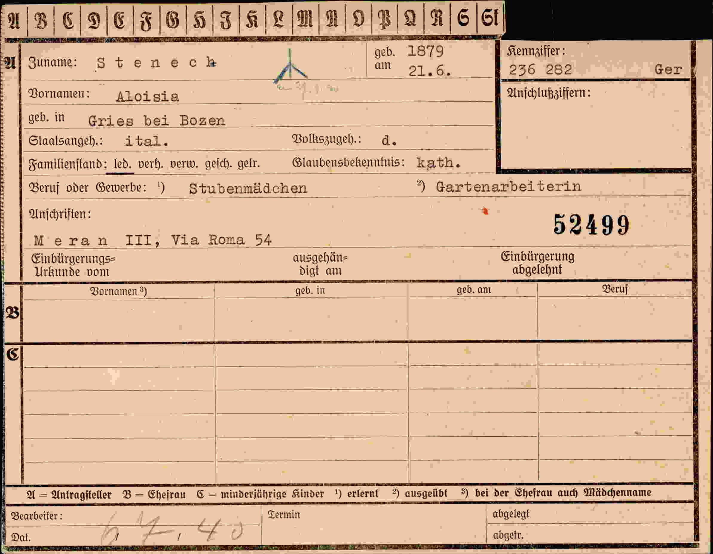 Dokument für Aloisia Stenech