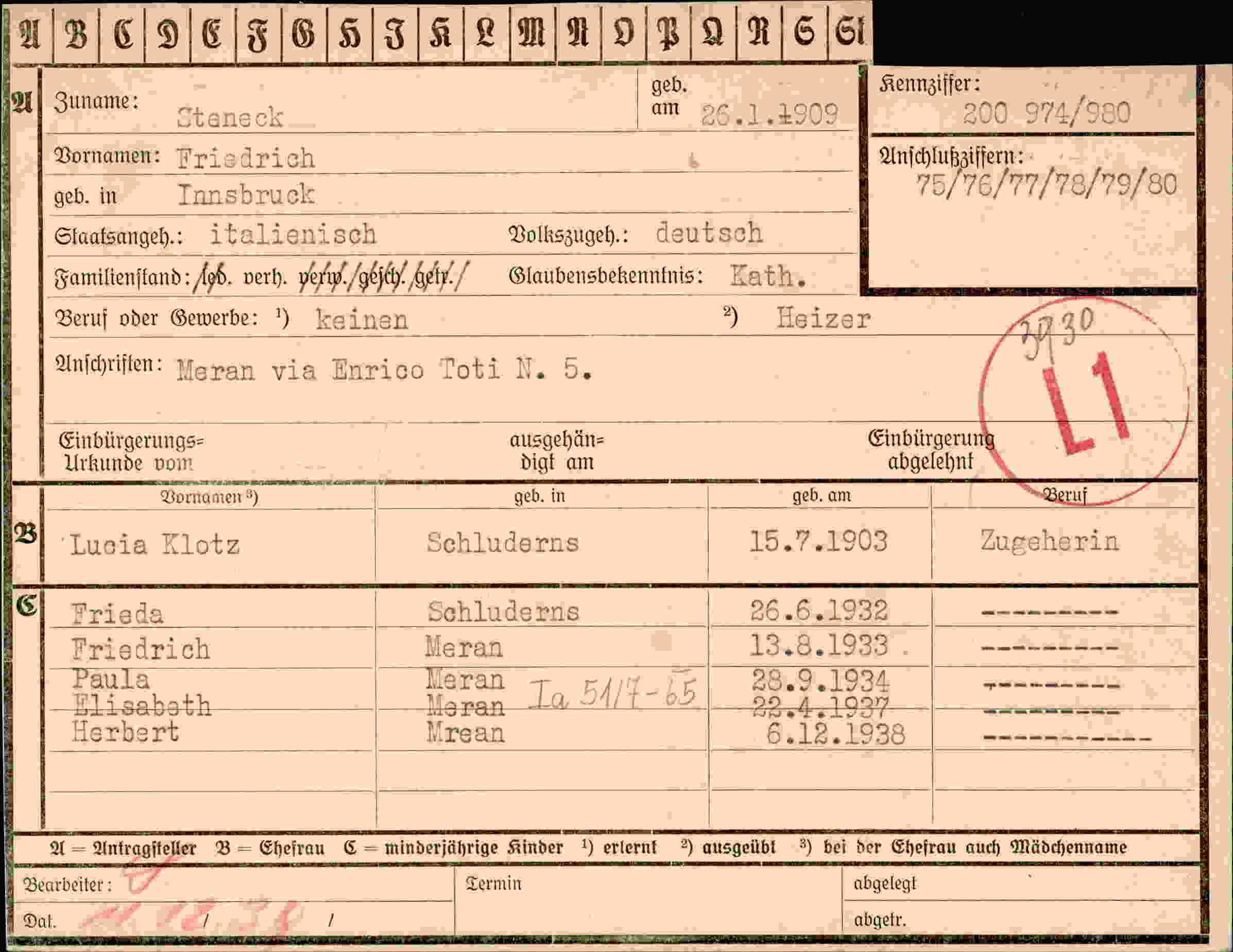 Dokument für Friedrich Staneck
