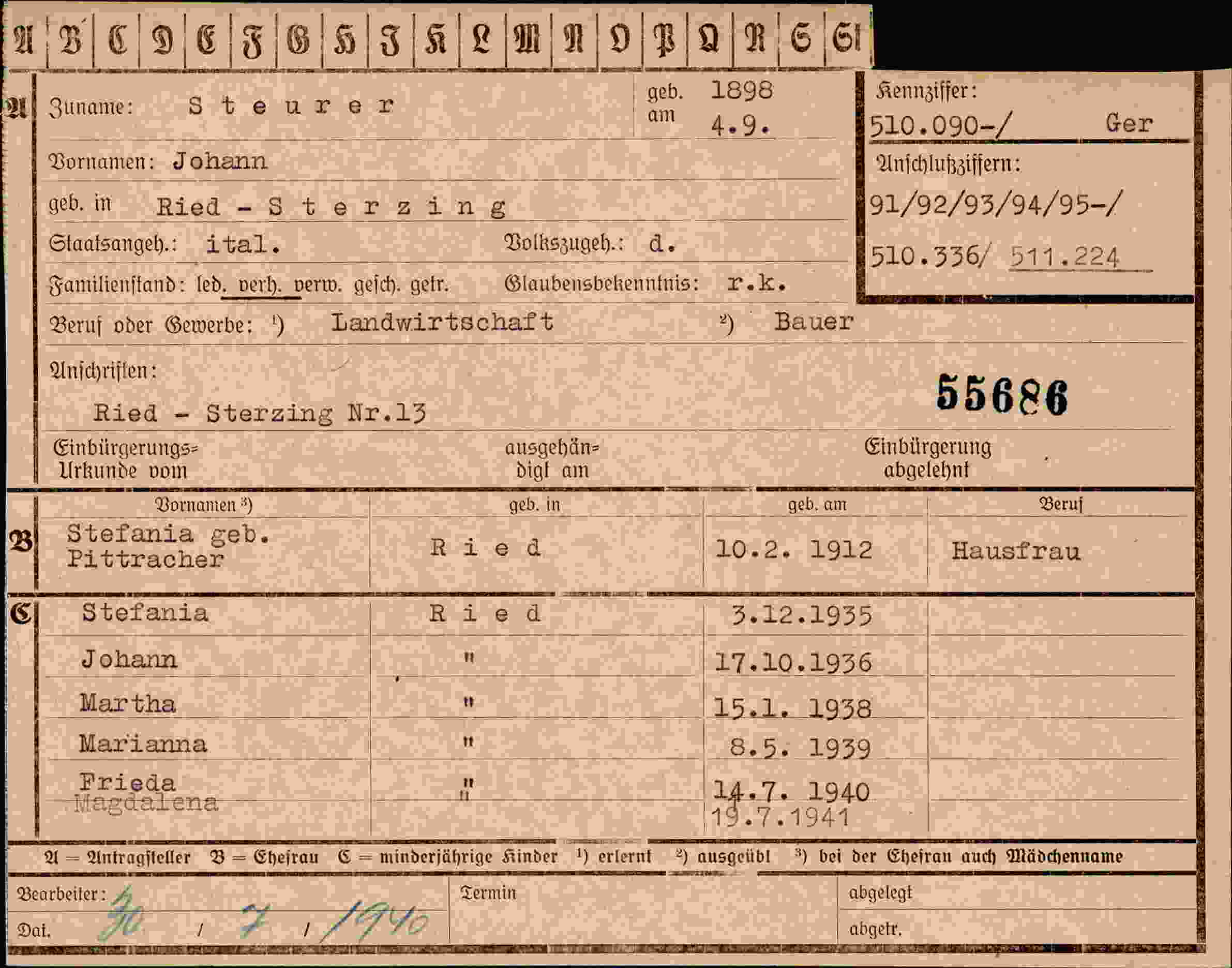 Vorderseite des Dokuments