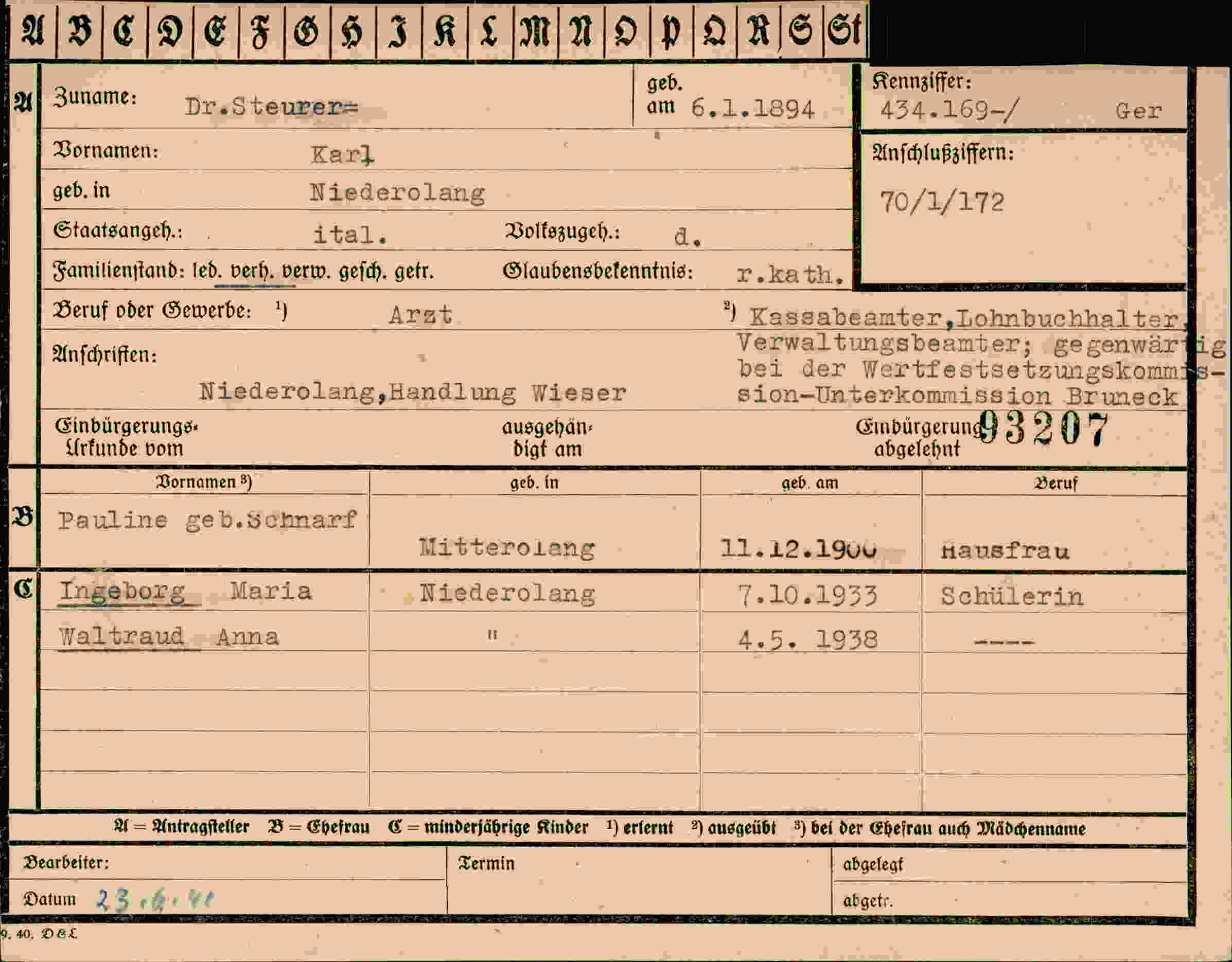 Dokument für Karl Steurer