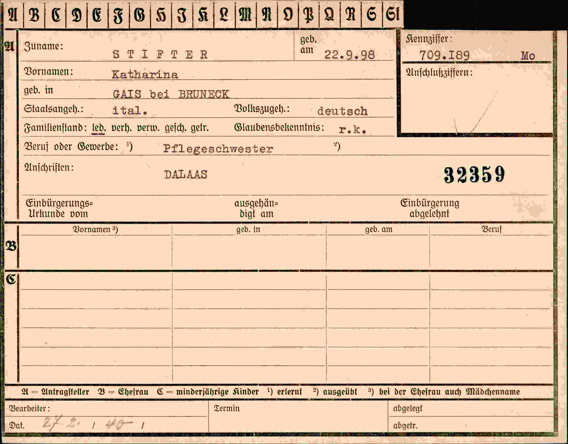 Vorderseite des Dokuments