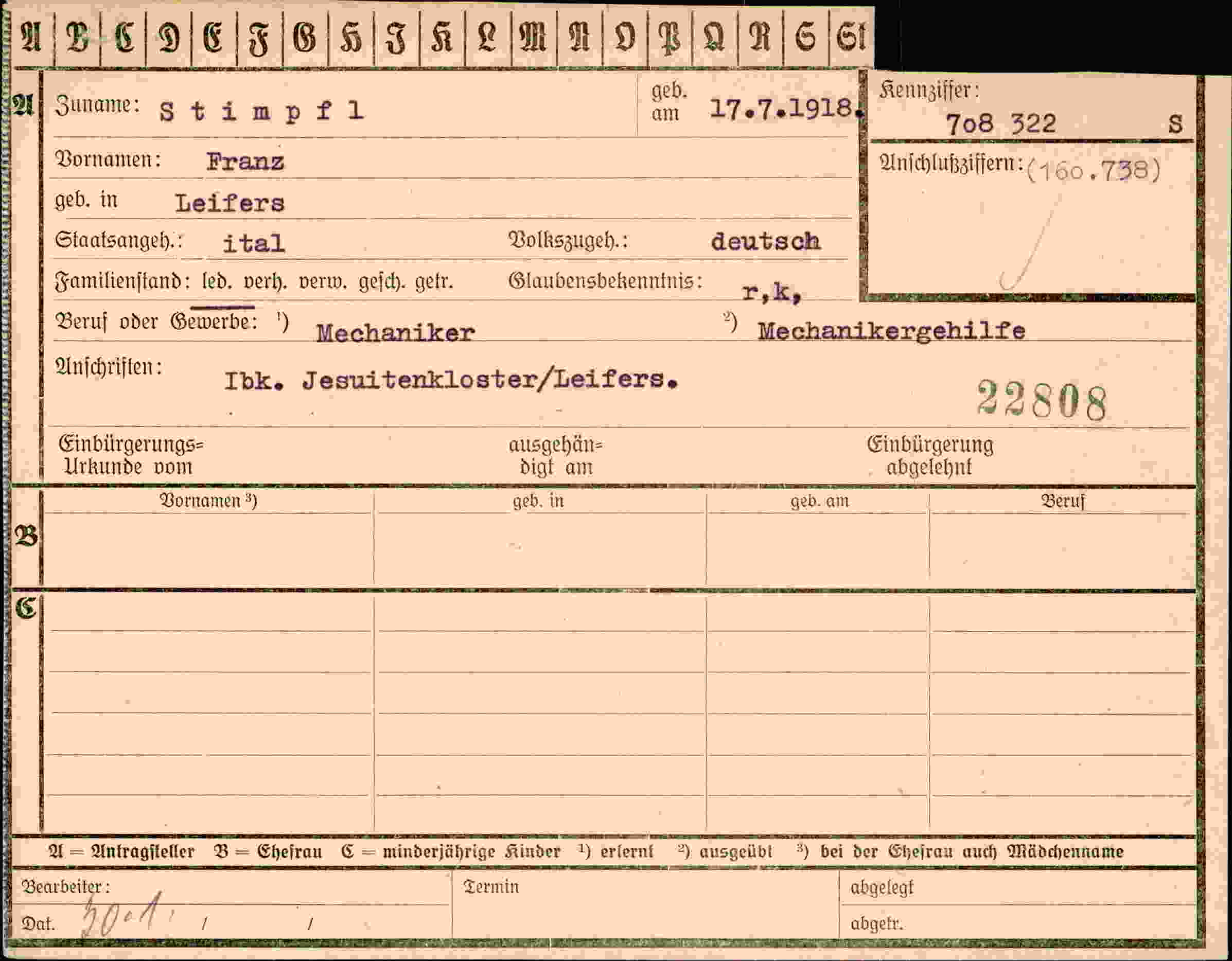 Dokument für Franz Stimpfl