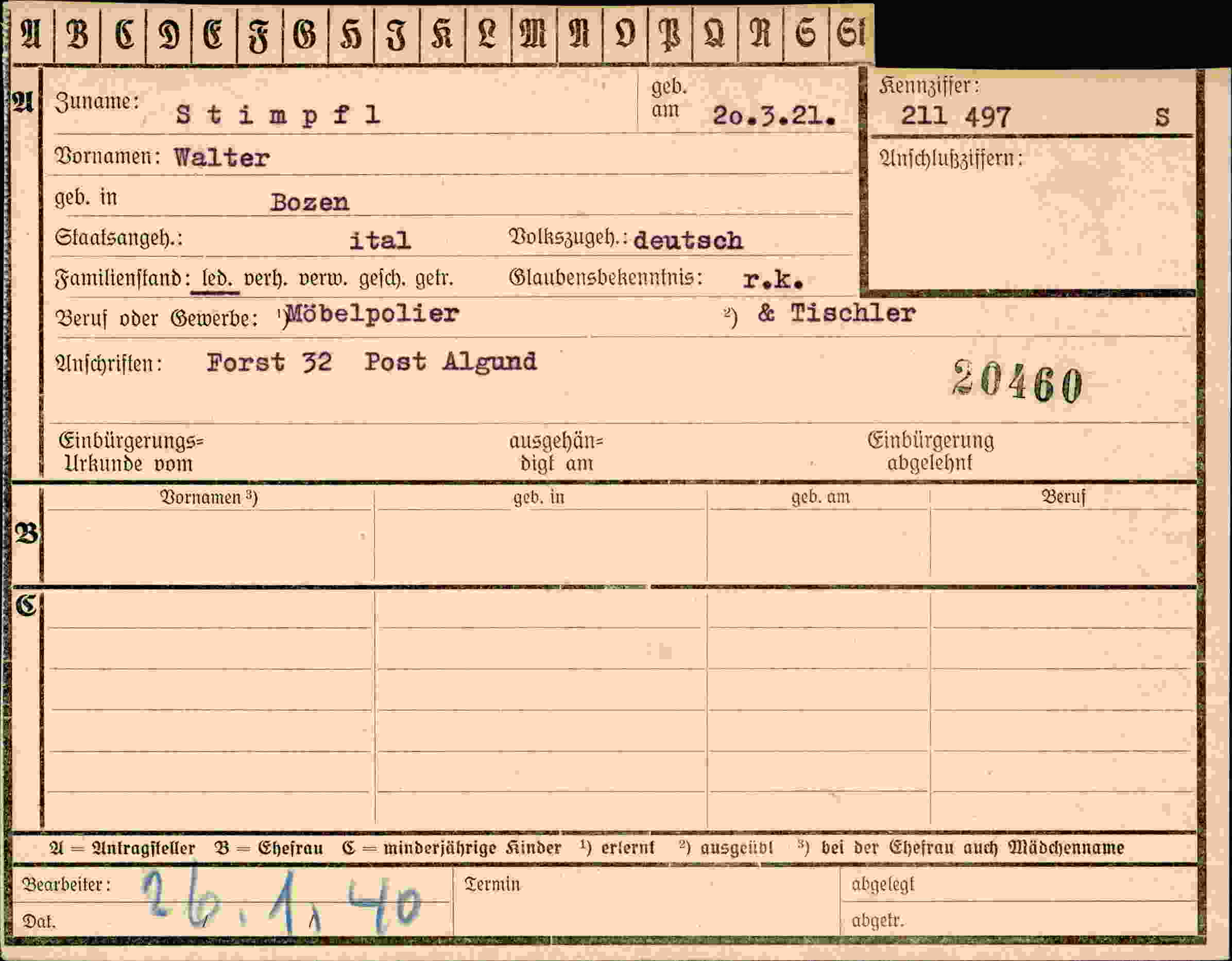 Dokument für Walter Stimpfl