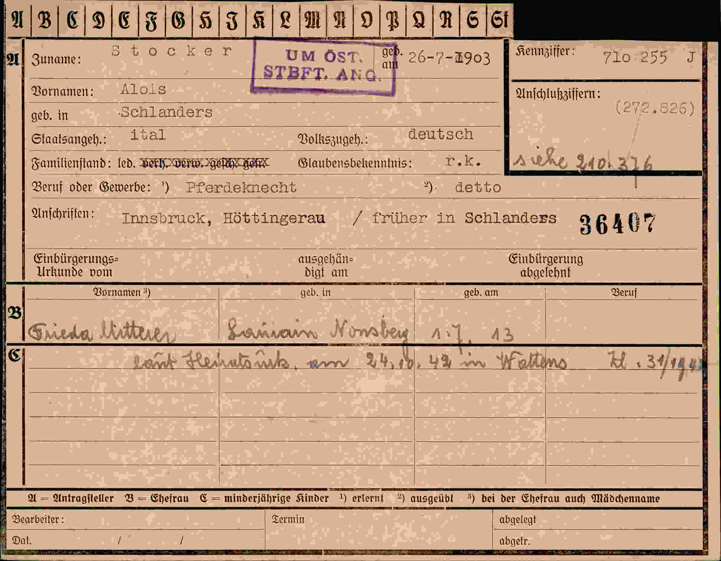 Vorderseite des Dokuments