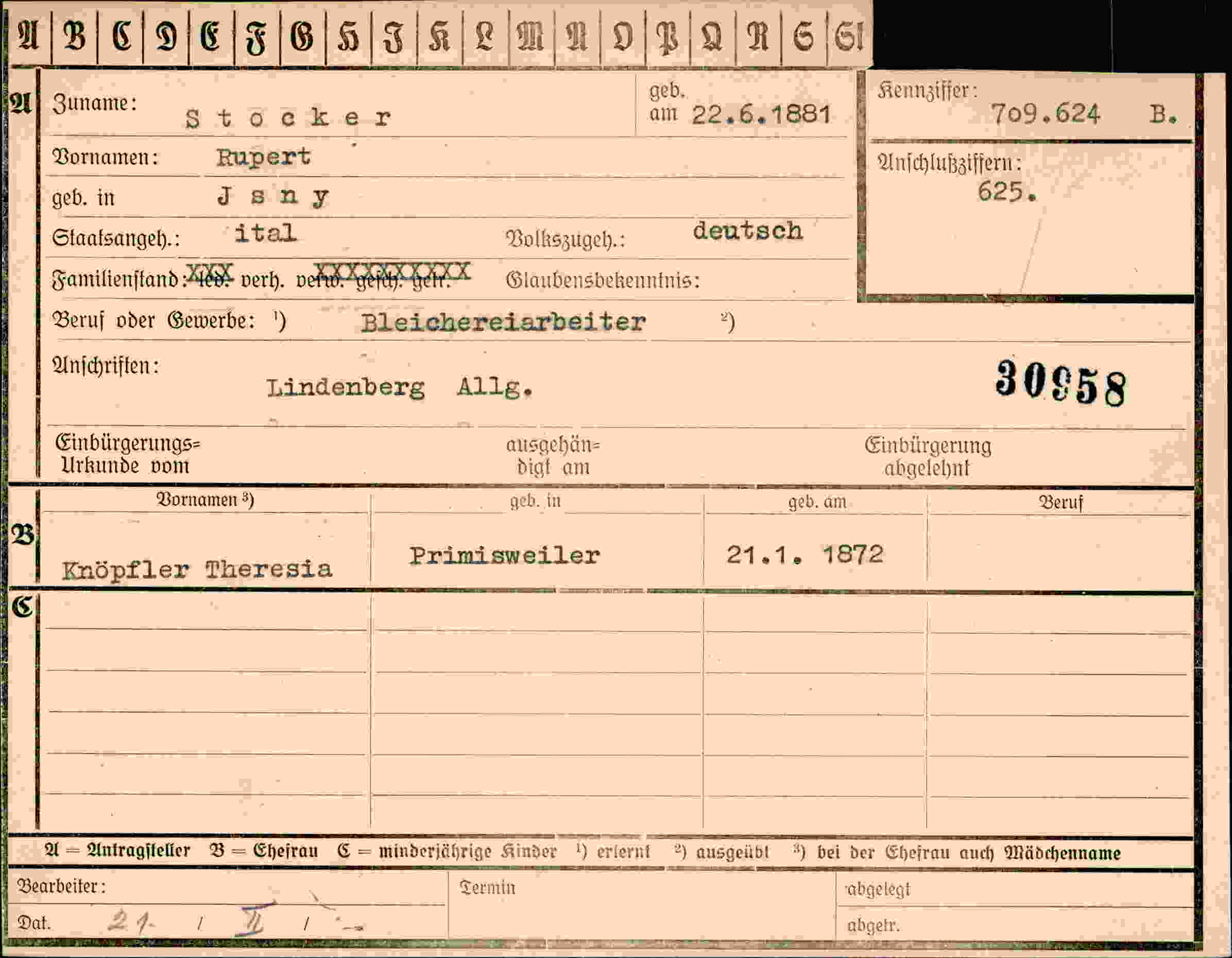 Vorderseite des Dokuments