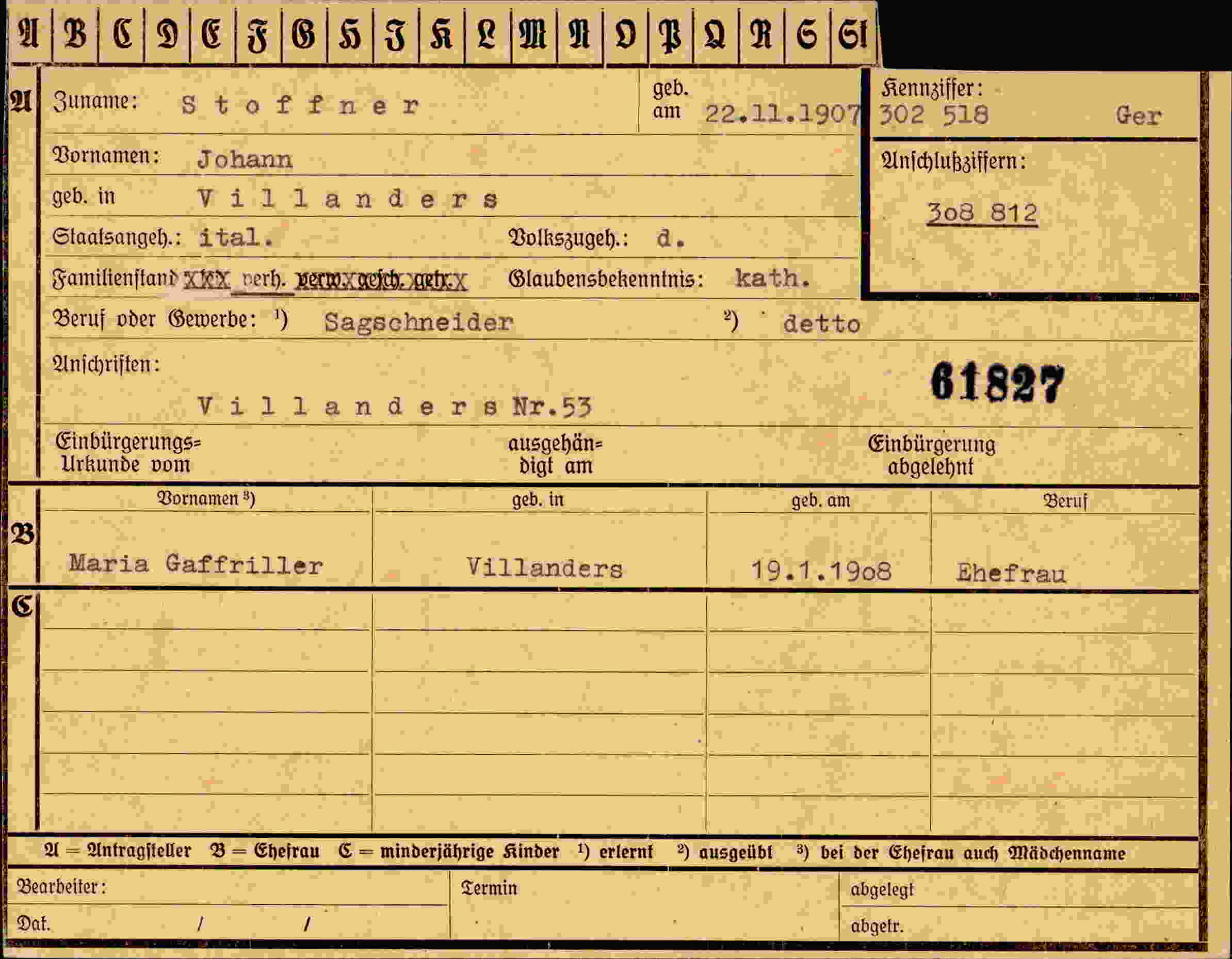 Vorderseite des Dokuments