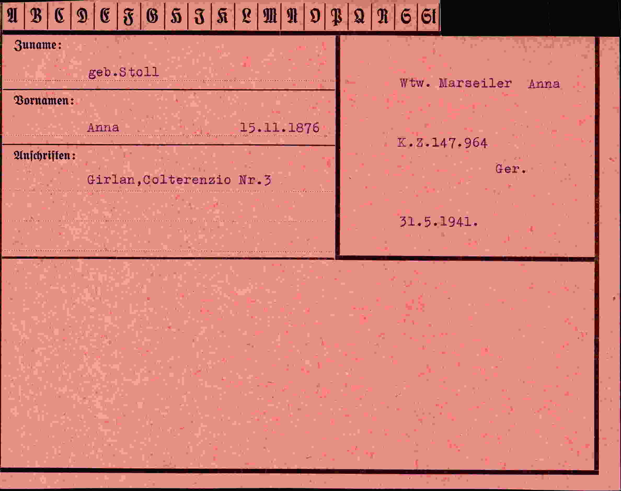 Vorderseite des Dokuments
