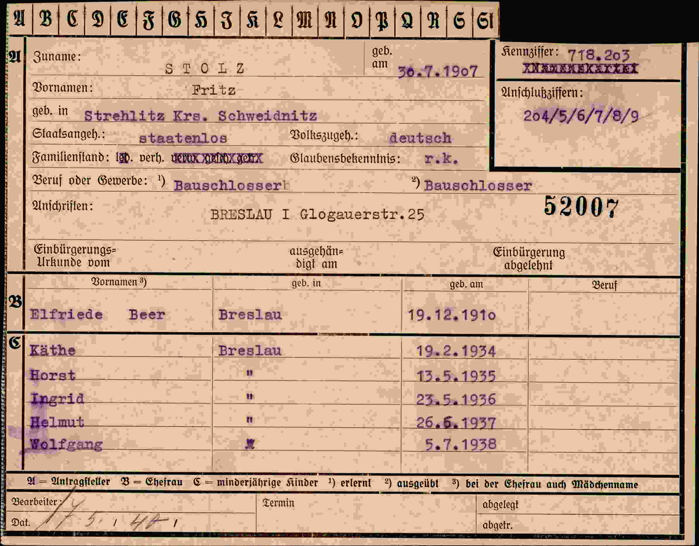 Vorderseite des Dokuments