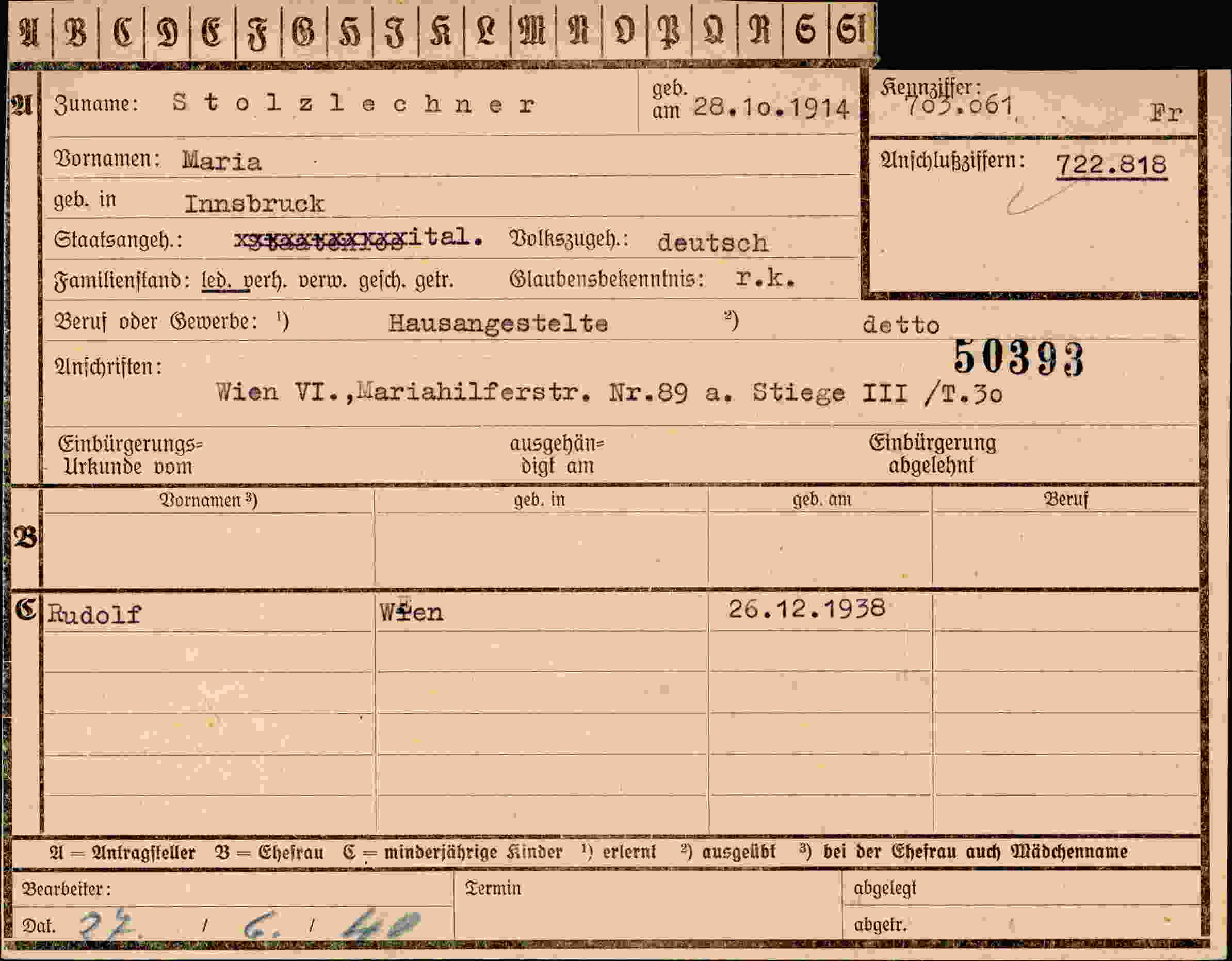 Dokument für Maria Stolzlechner