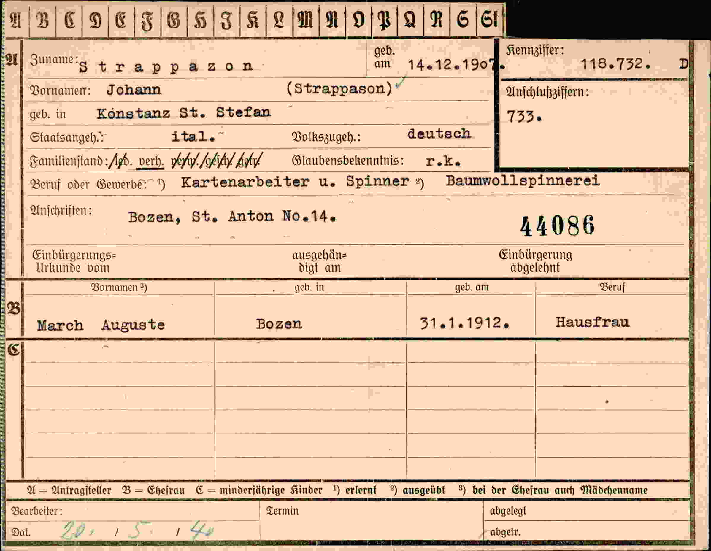 Dokument für Johann Strappazon