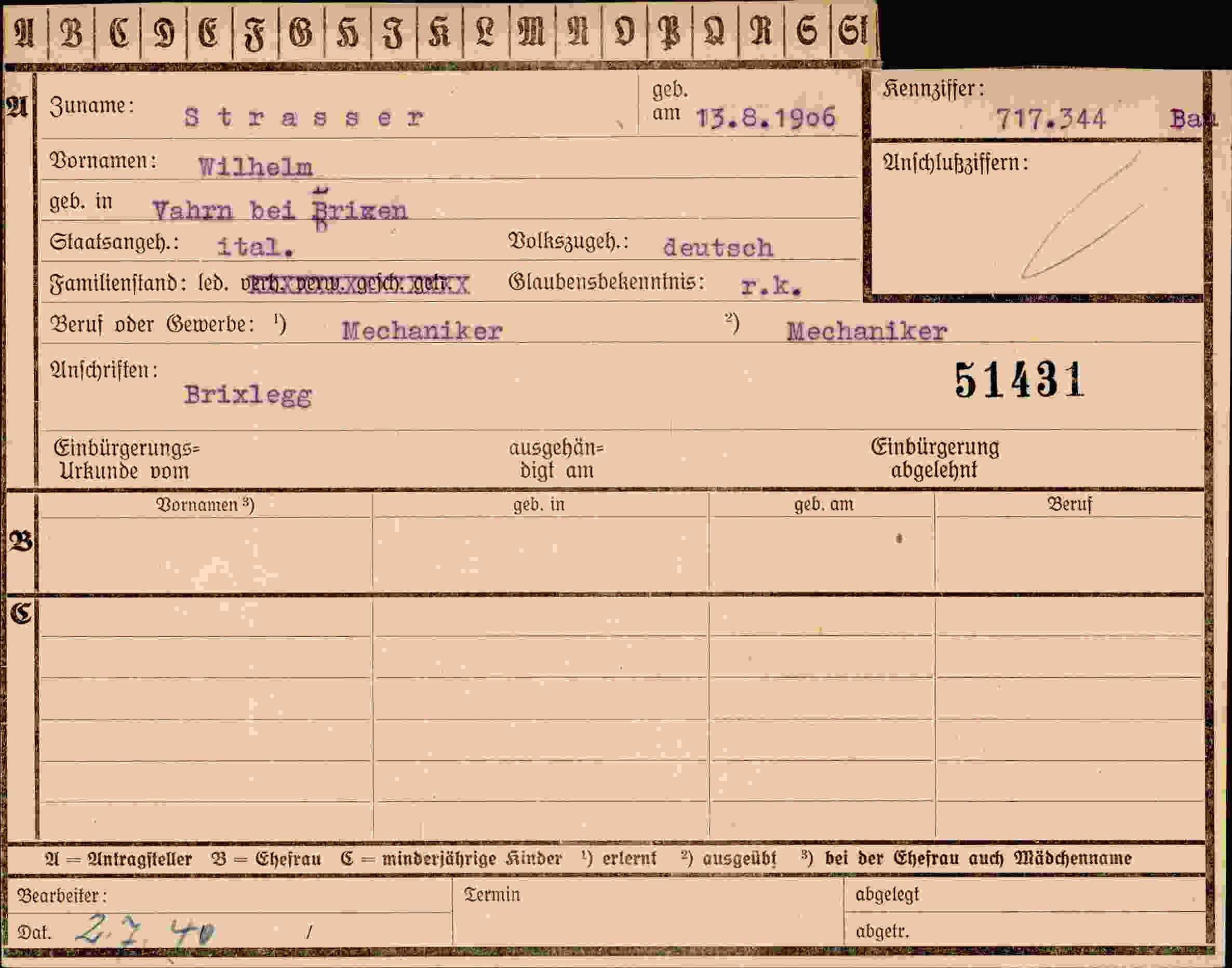Vorderseite des Dokuments