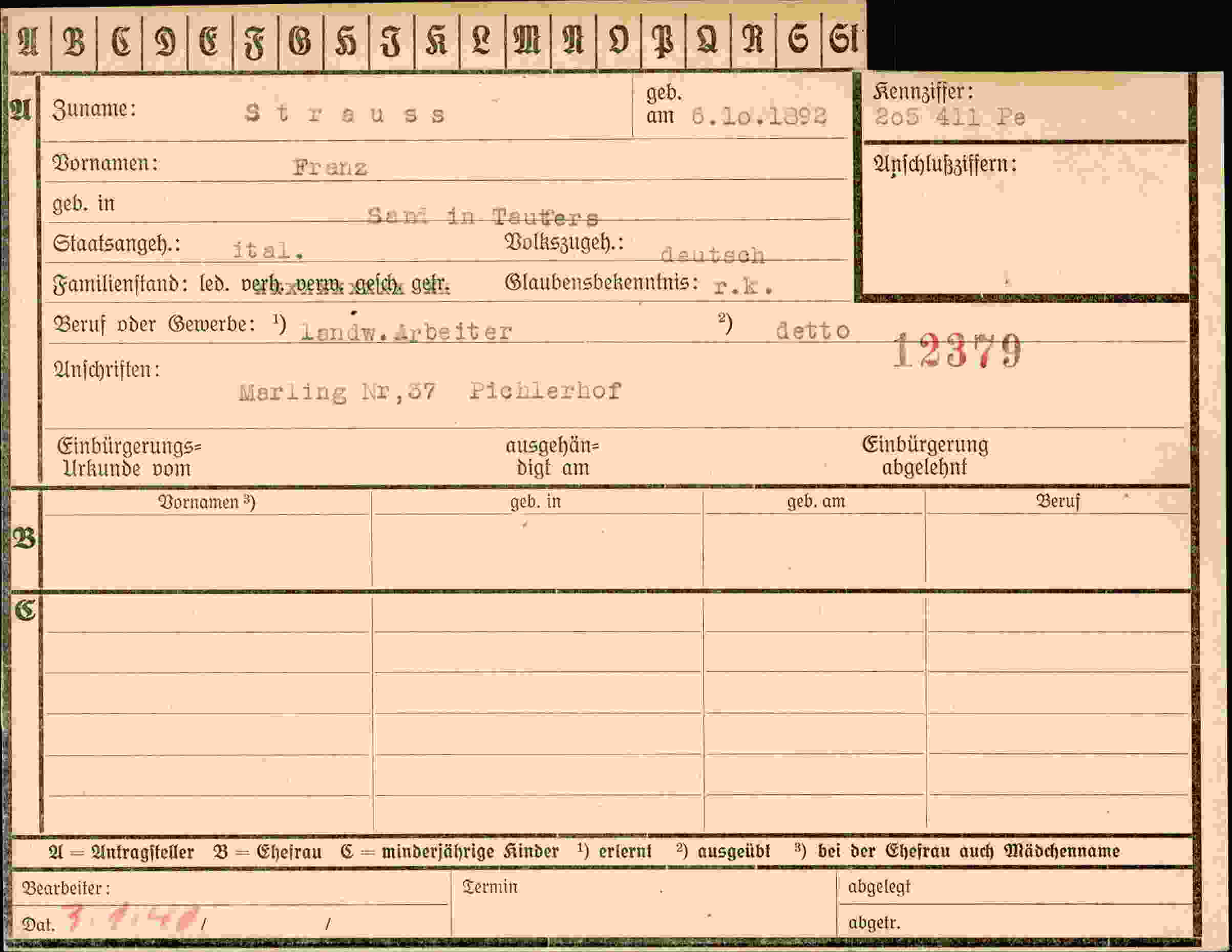 Dokument für Franz Strauss