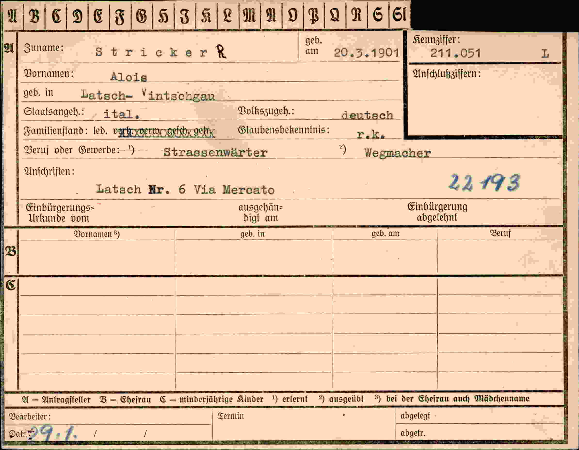 Dokument für Alois Strickert