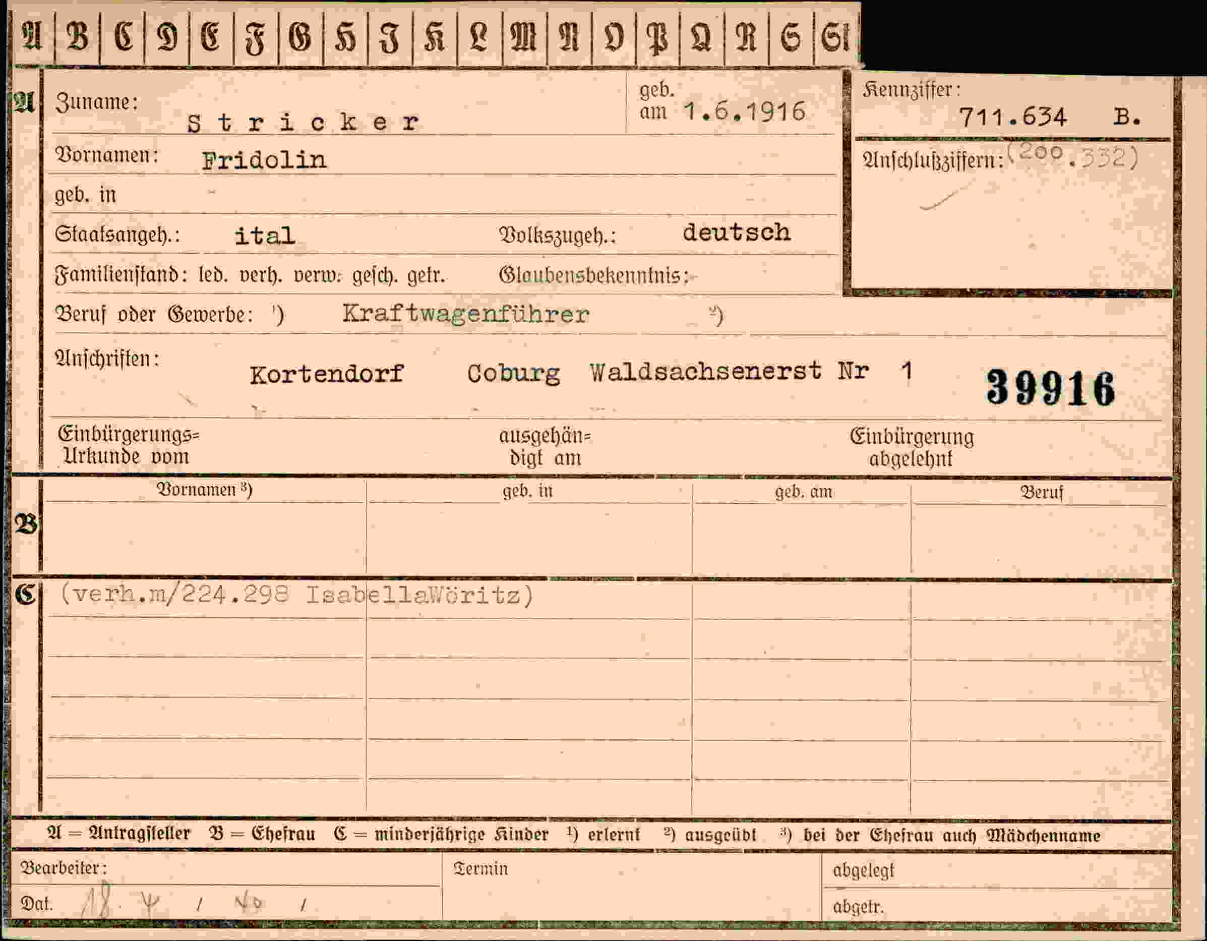 Vorderseite des Dokuments