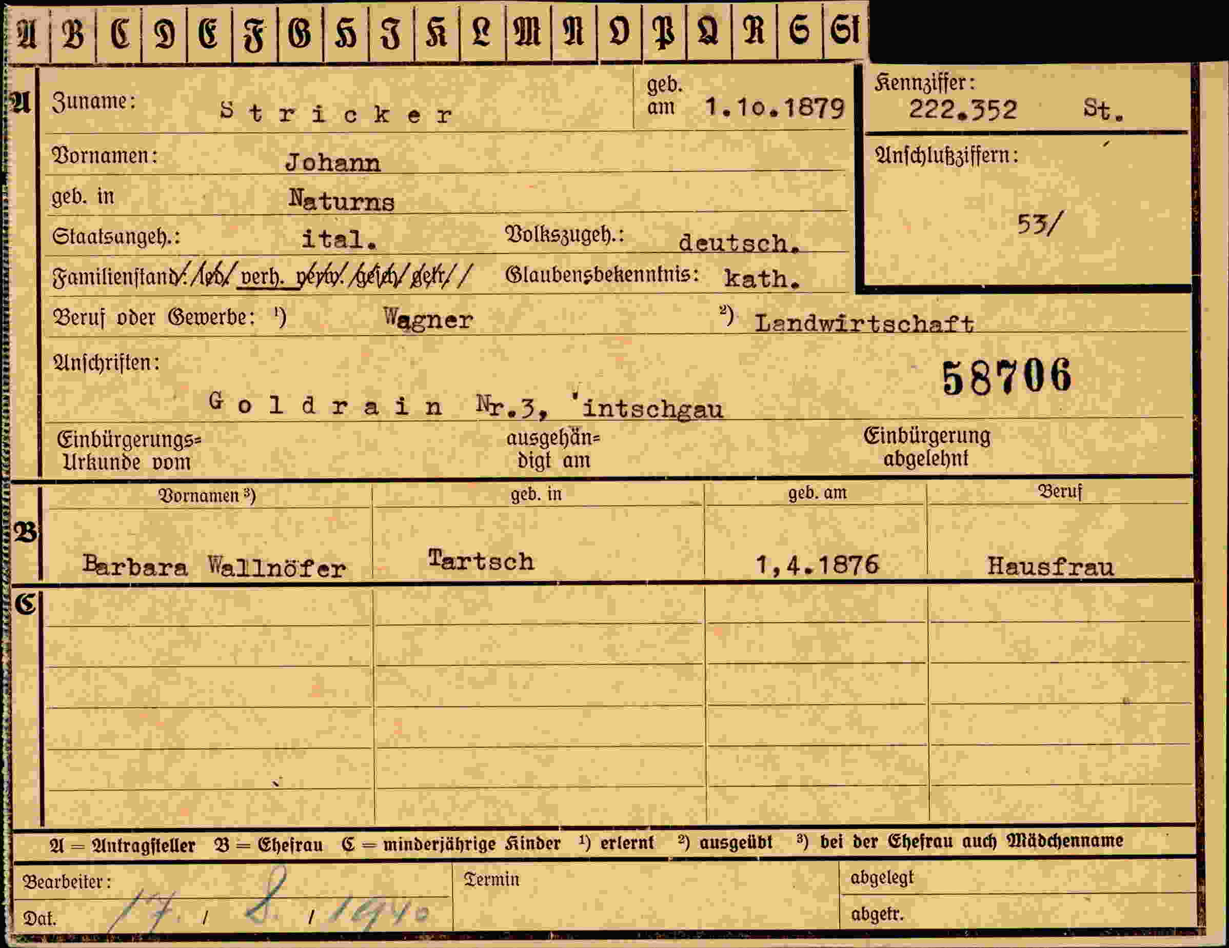 Vorderseite des Dokuments
