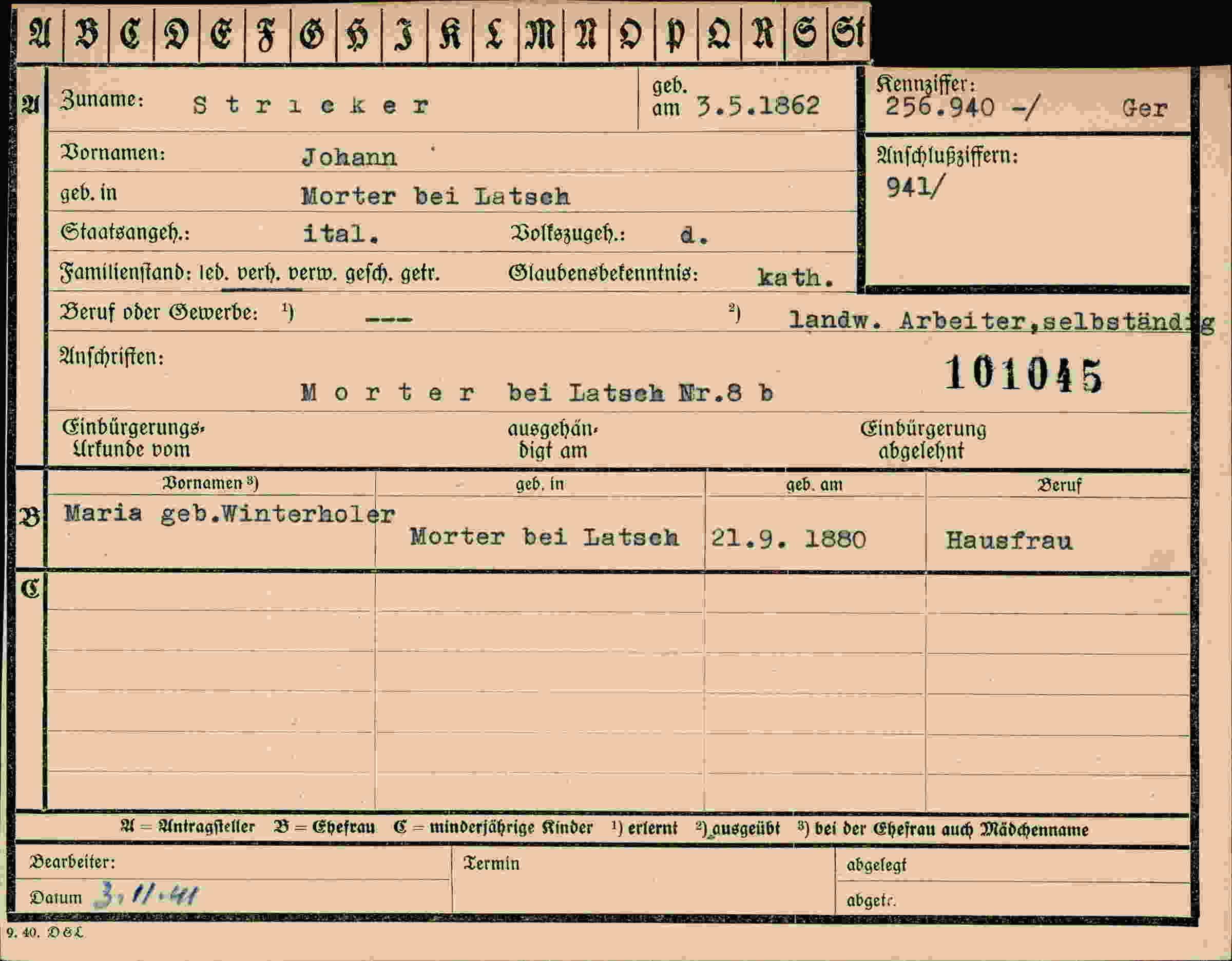 Dokument für Johann Stricker