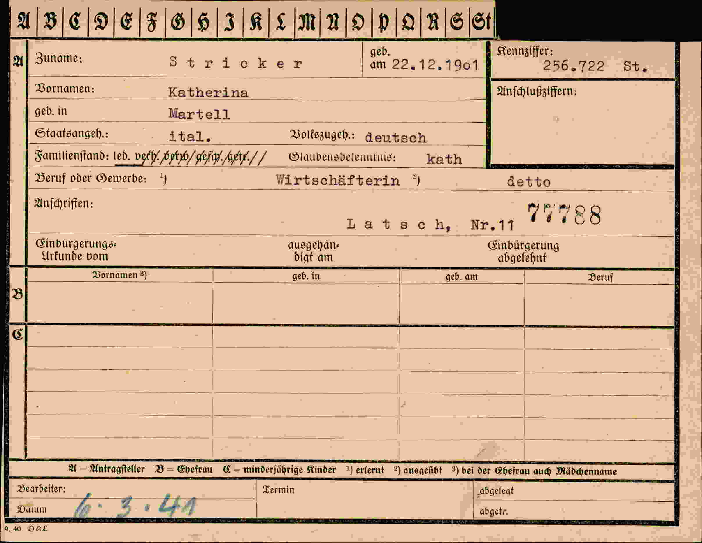 Vorderseite des Dokuments