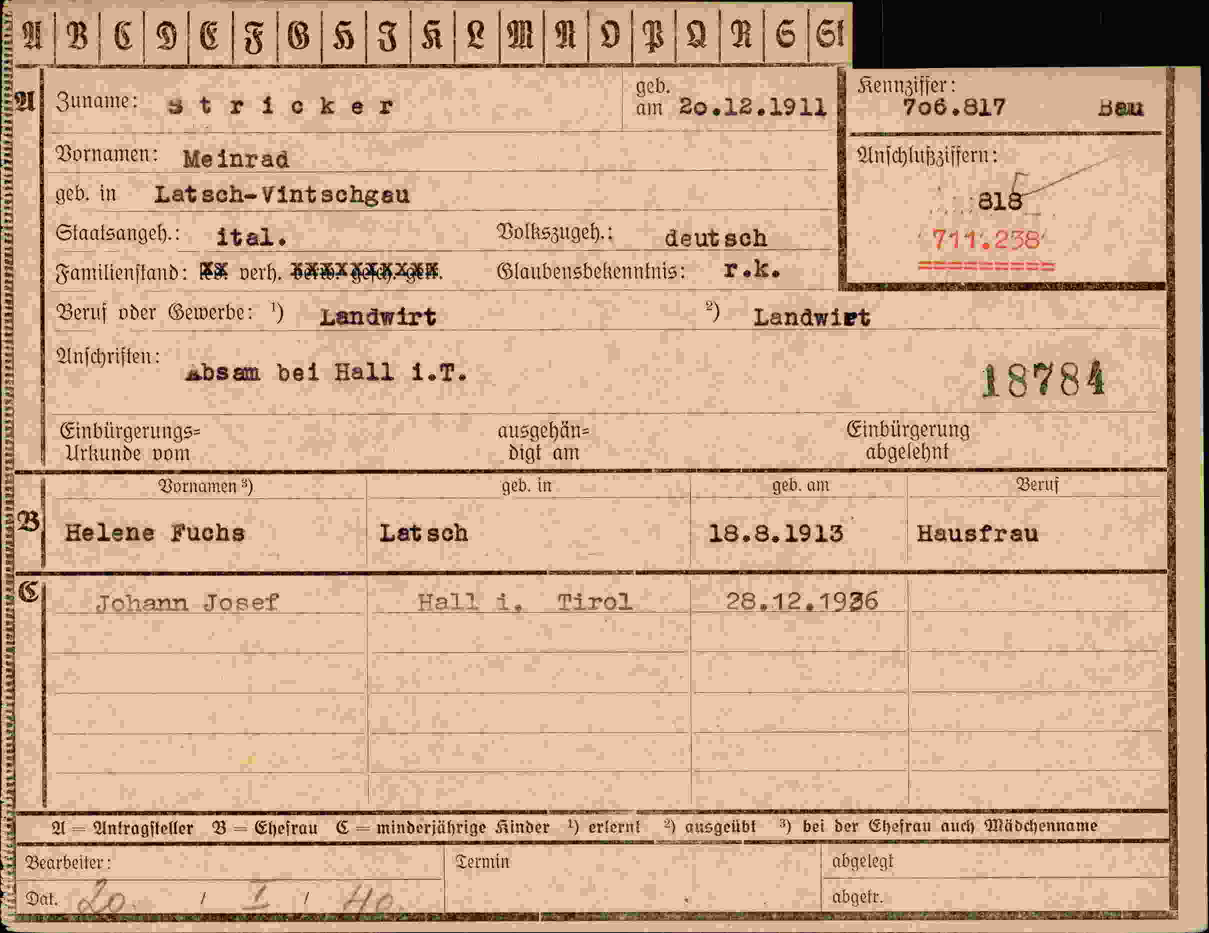Dokument für Meinrad Stricker