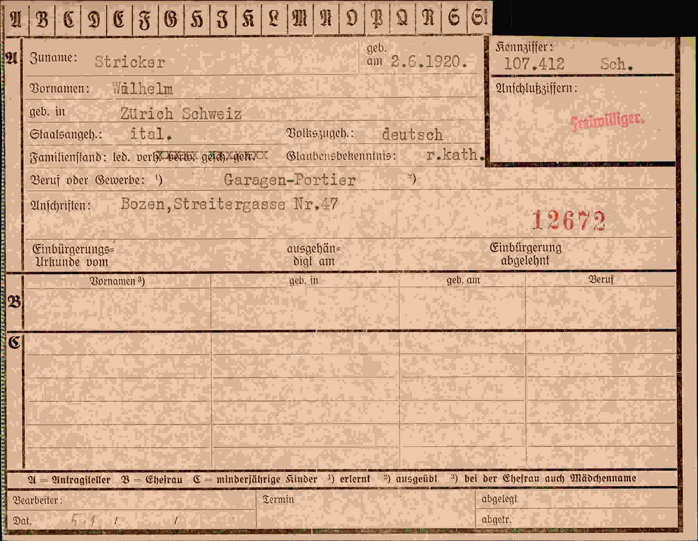 Dokument für Wilhelm Stricker